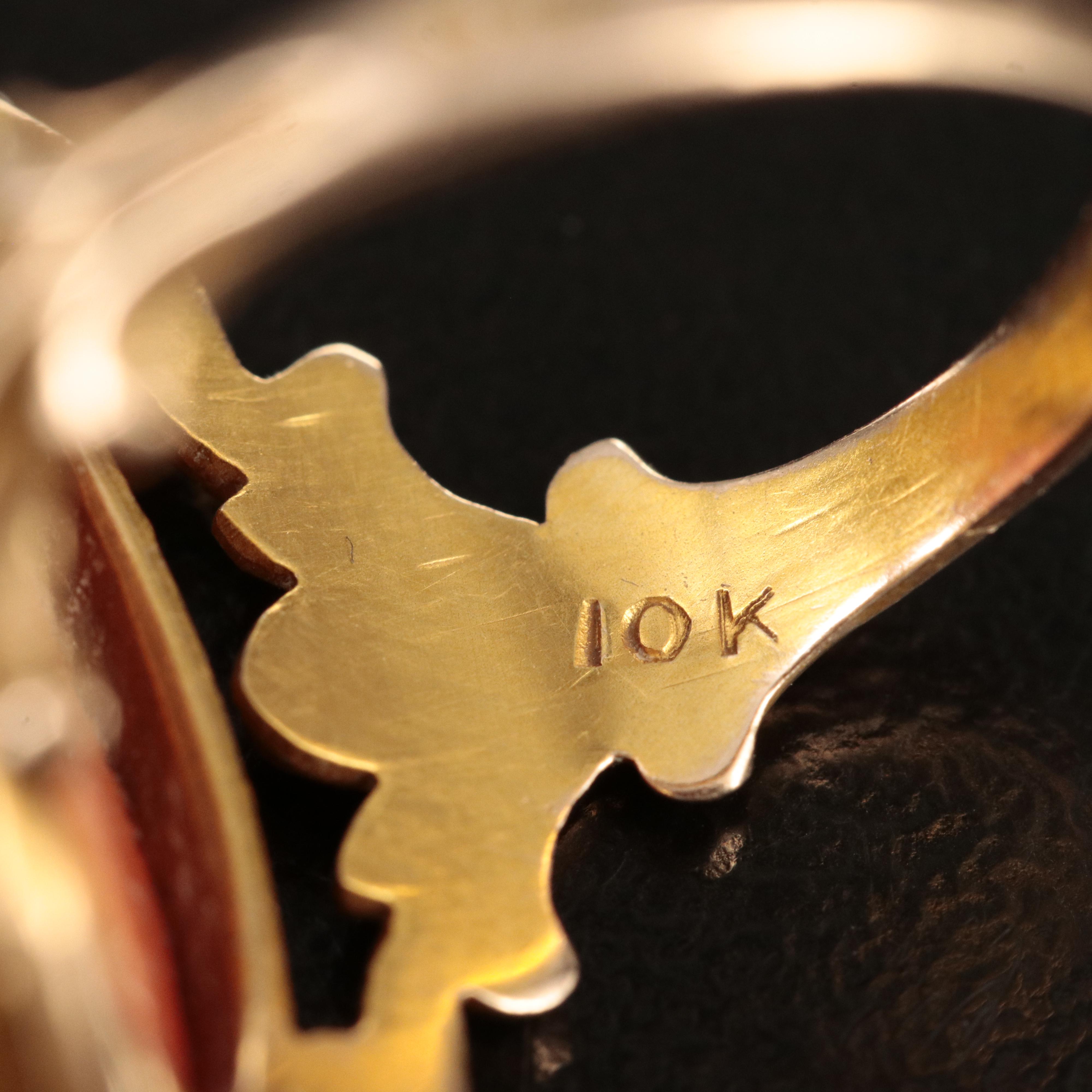 Vintage 10K Coral Cameo Ring