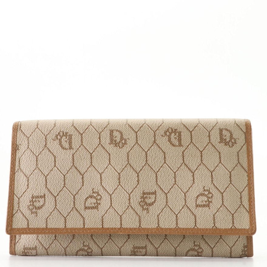 Christian Dior Continental Wallet in Honeycomb Coated Canvas and Leather