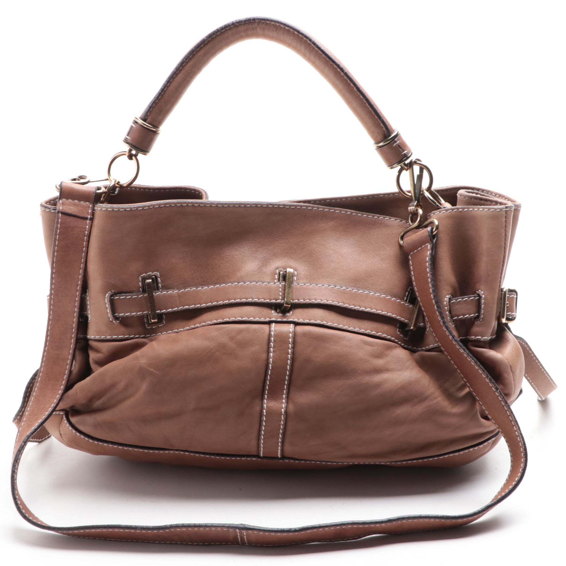 Burberry Leather Two-Way Bag with Contrast Stitching