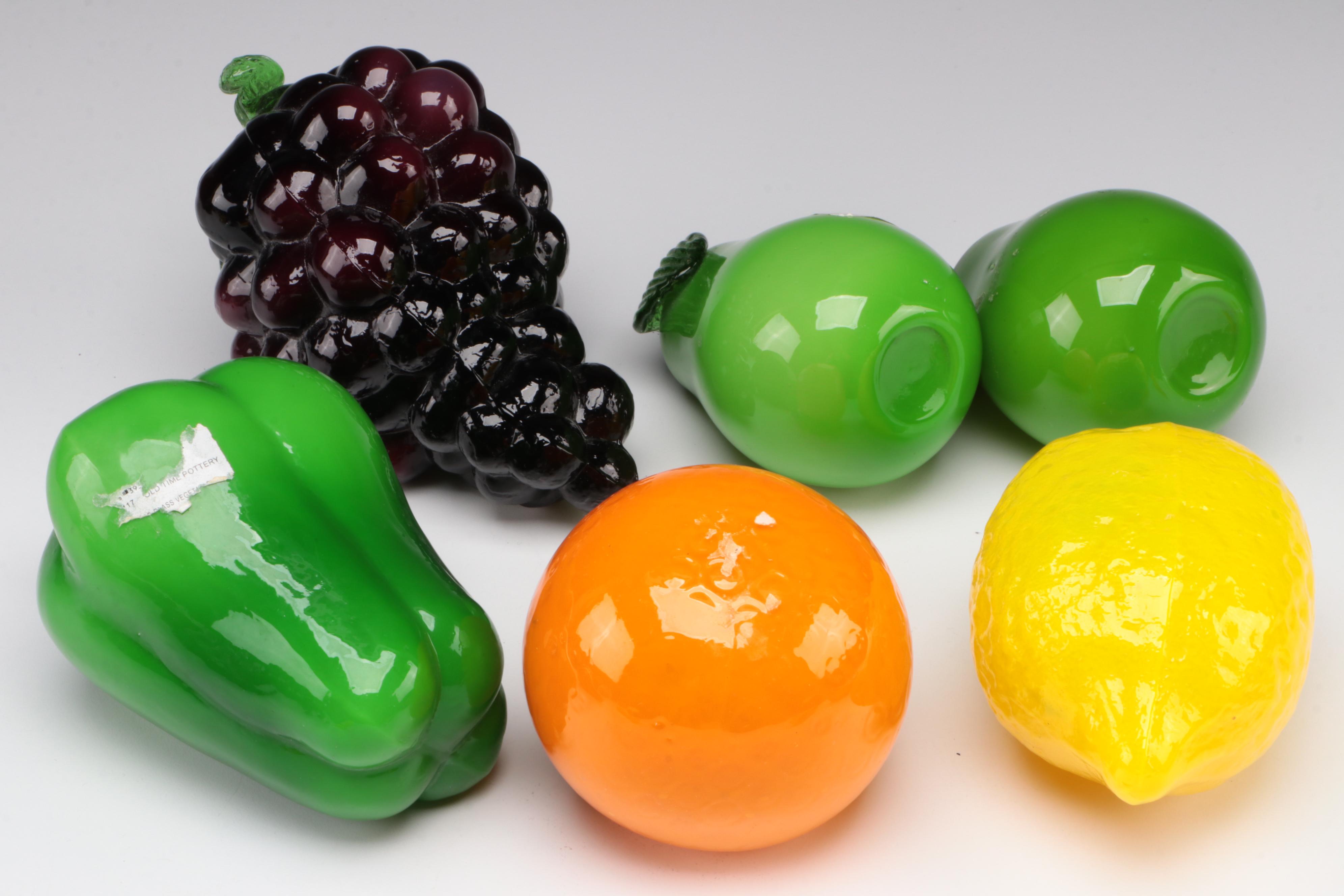 Old Time Pottery and Other Art Glass Fruit and Vegetables