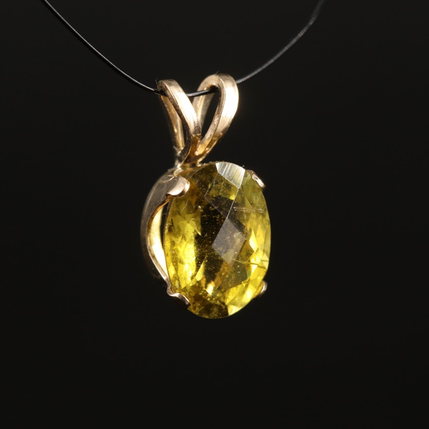 14K Tourmaline Solitaire Pendant