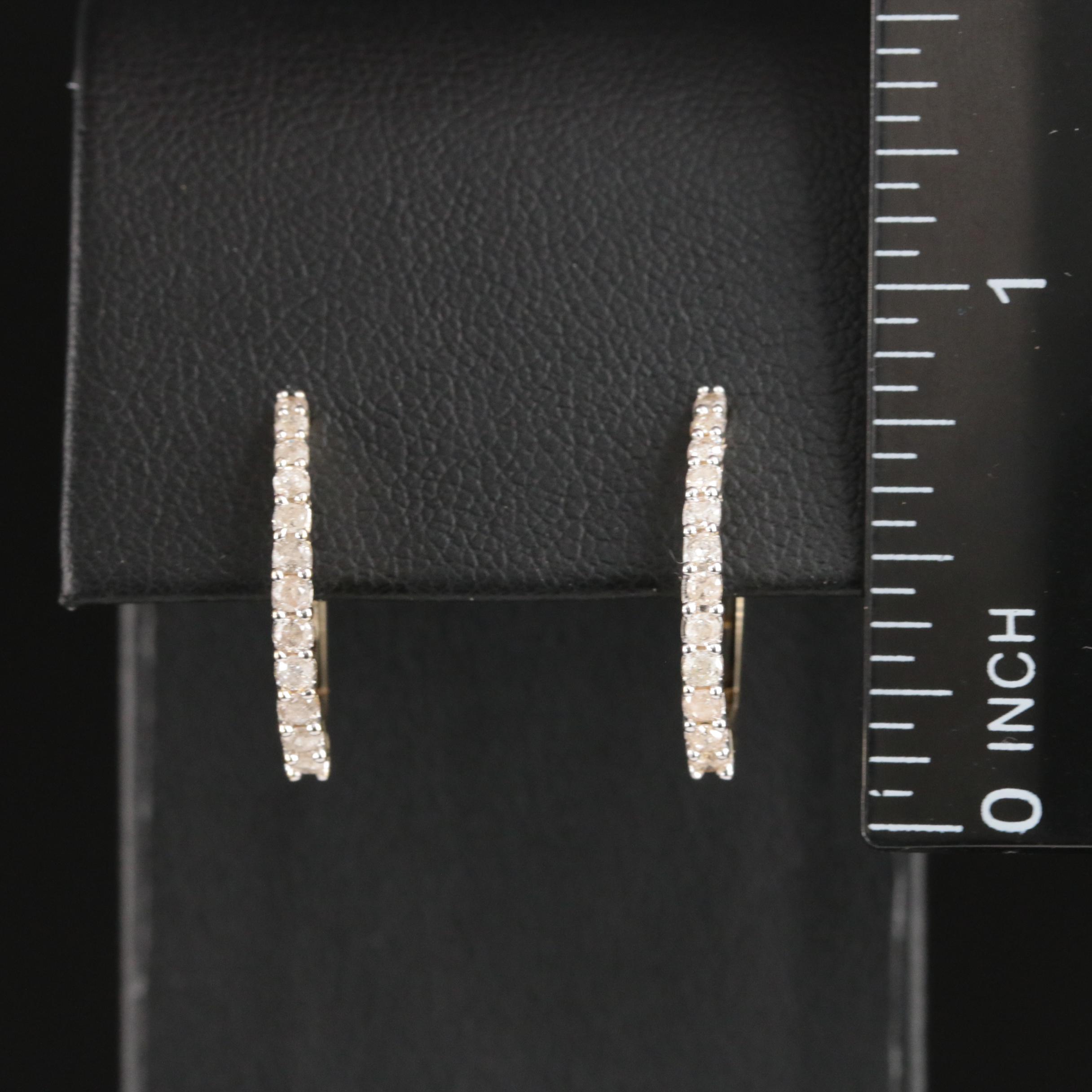10K 0.51 CTW Diamond Oval Hoop Earrings
