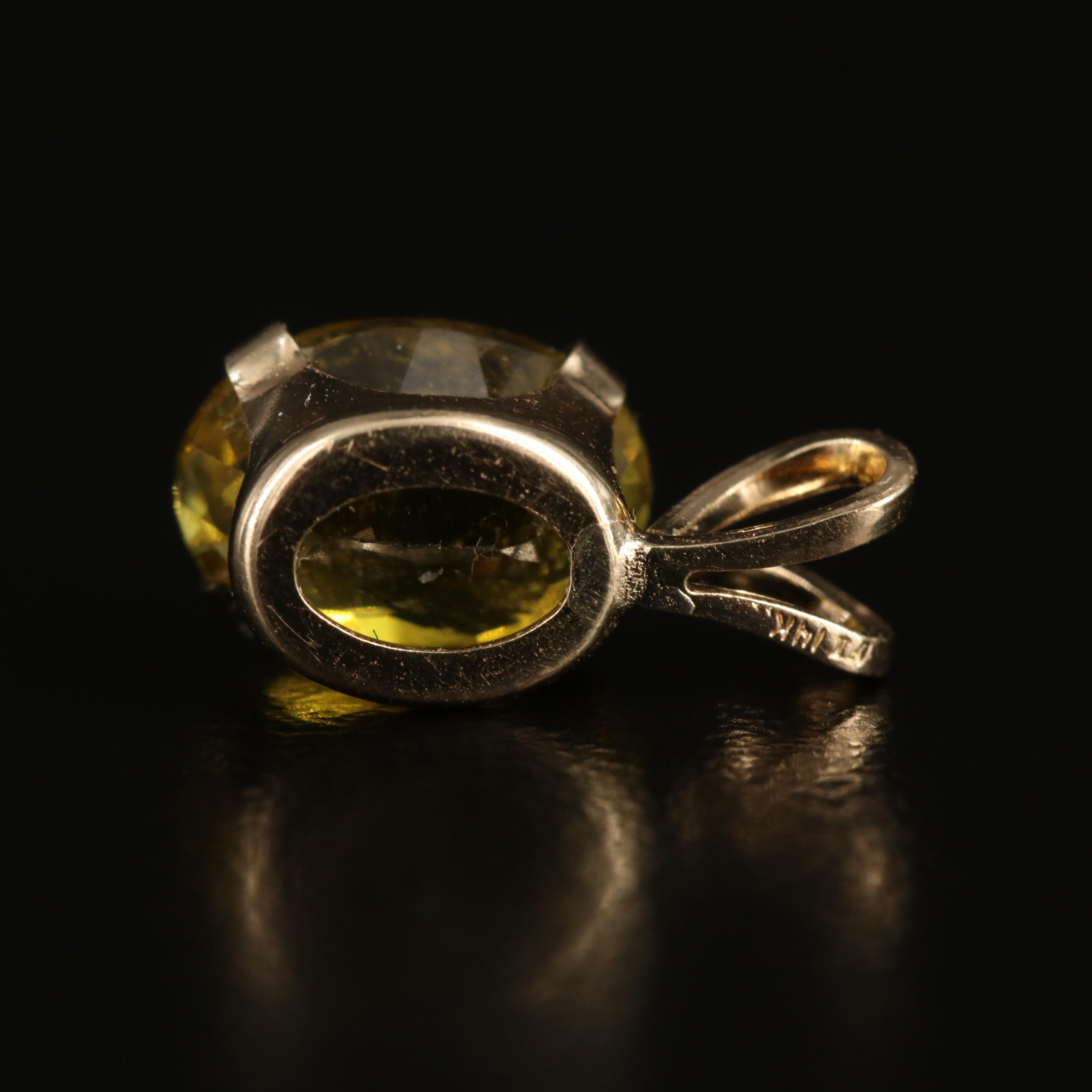 14K Tourmaline Solitaire Pendant