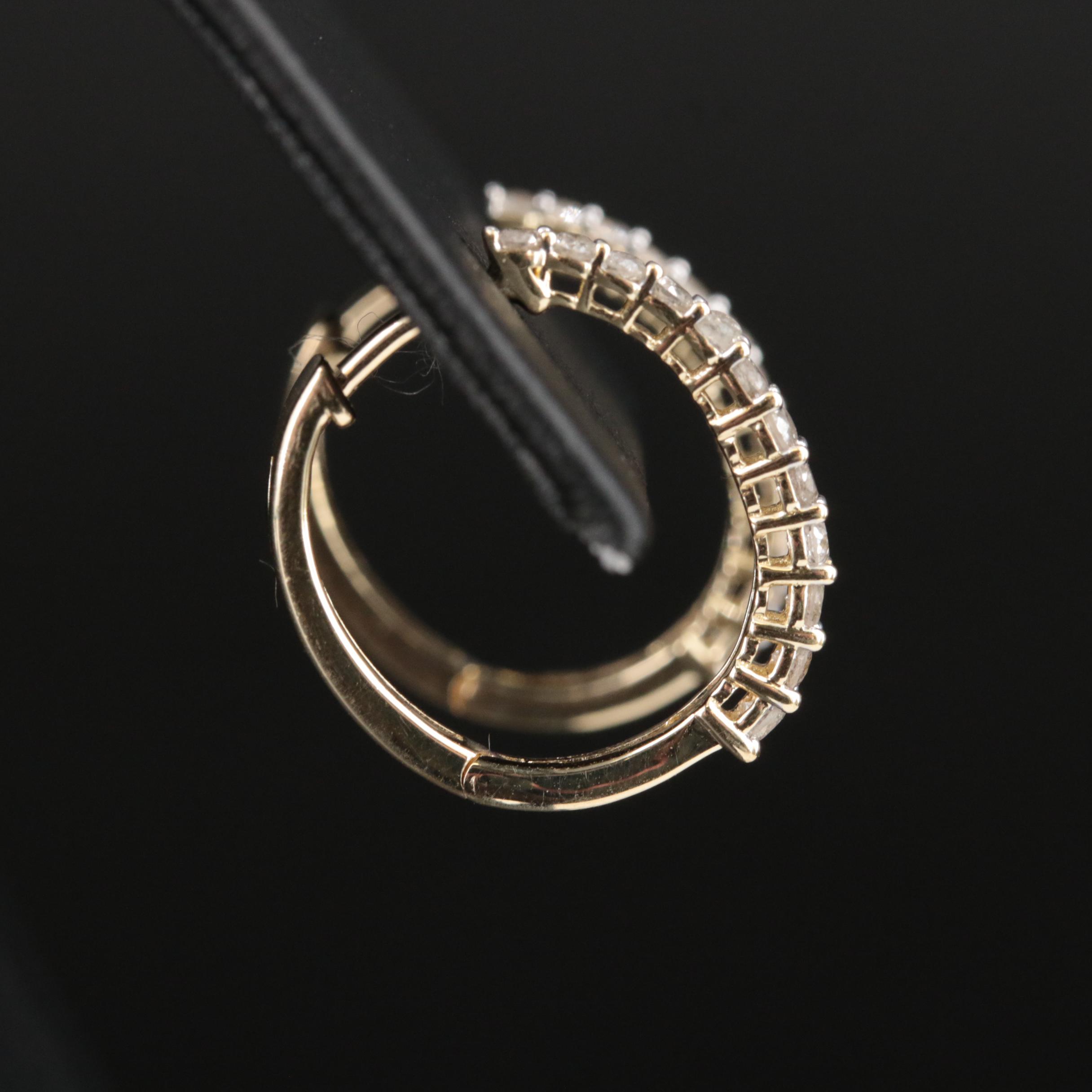 10K 0.51 CTW Diamond Oval Hoop Earrings