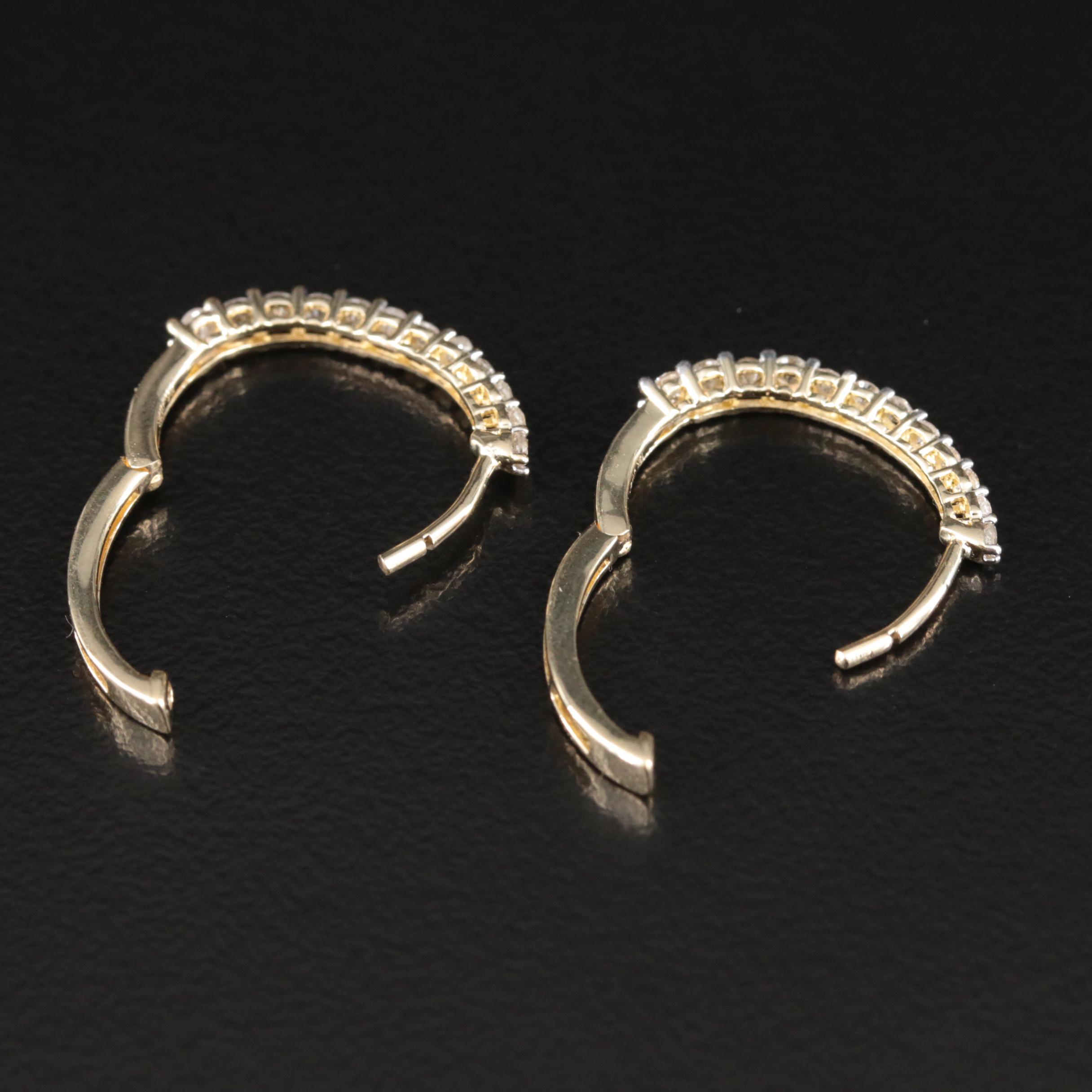 10K 0.51 CTW Diamond Oval Hoop Earrings