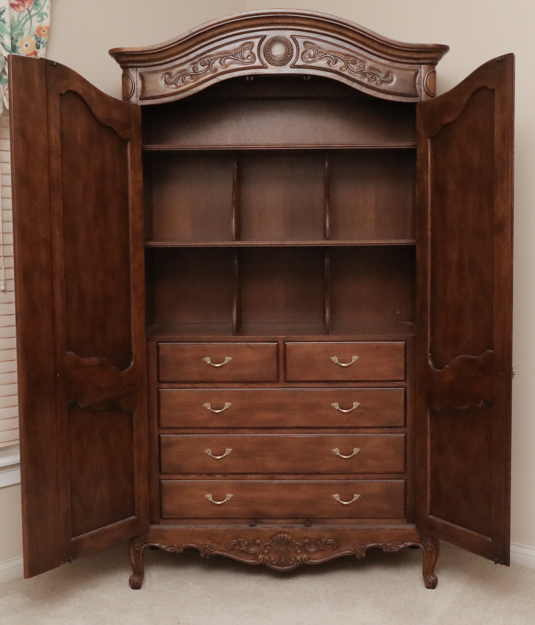 Drexel Heritage "Old Continent" French Provincial Style Walnut Armoire