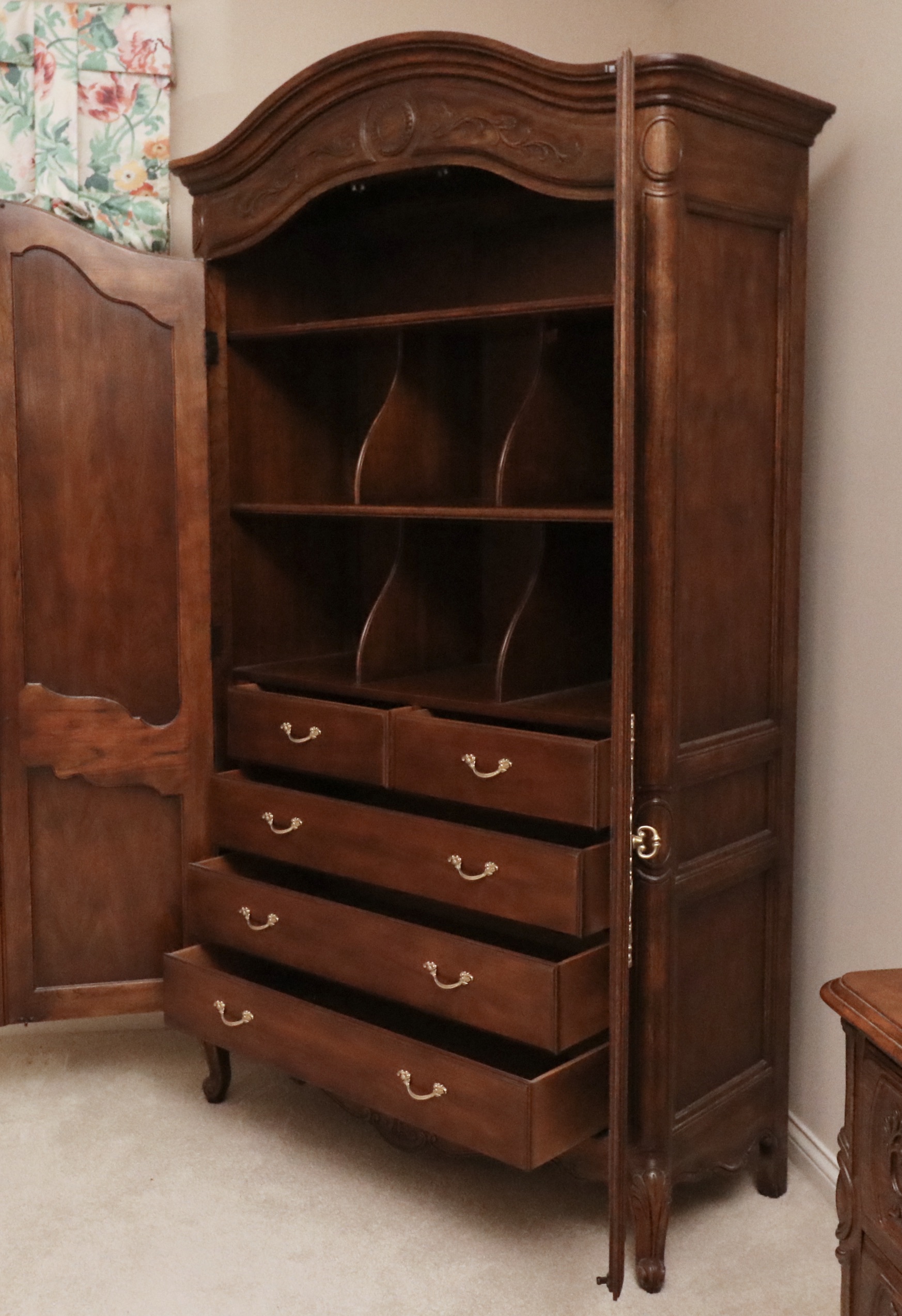 Drexel Heritage "Old Continent" French Provincial Style Walnut Armoire