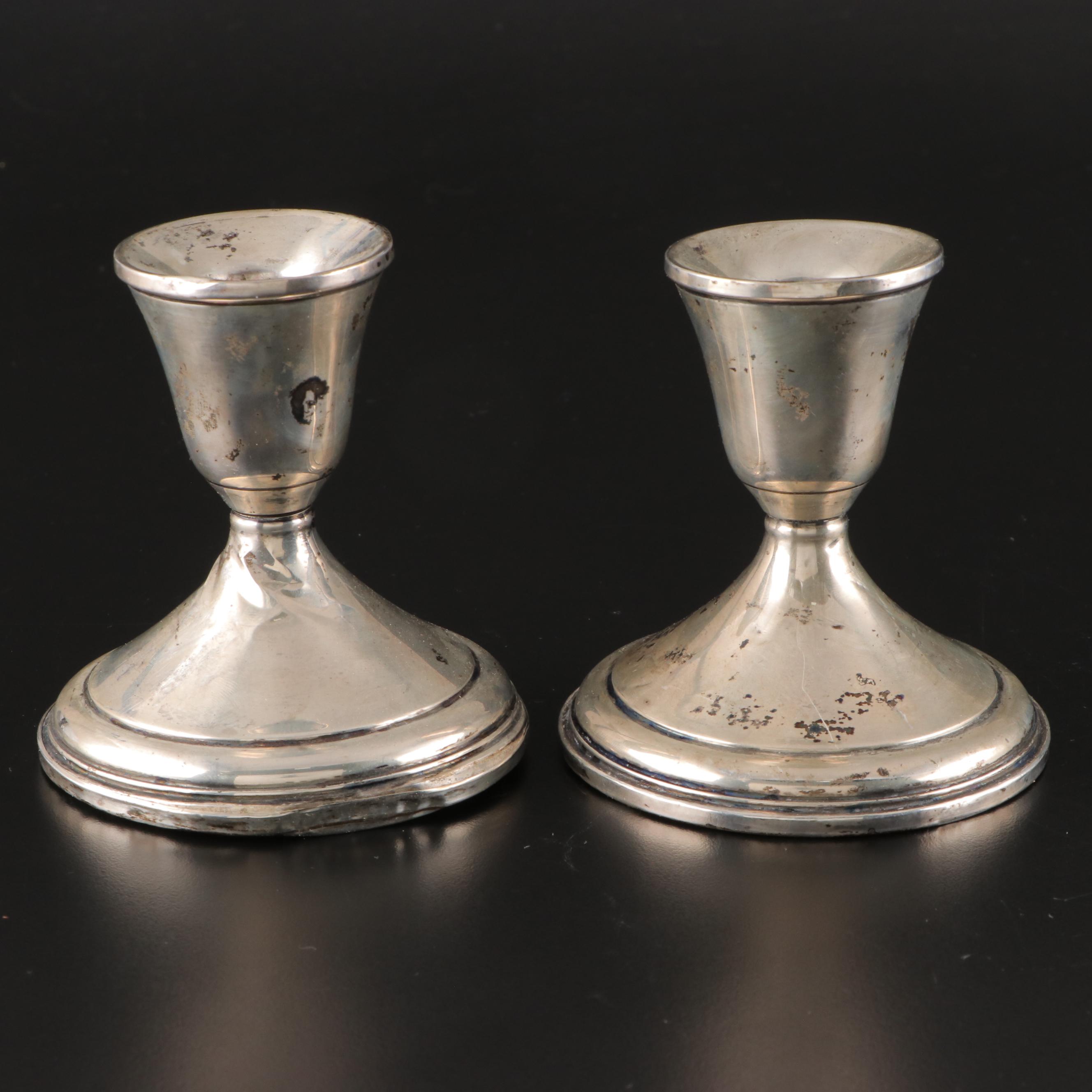 Weighted Sterling Silver Candlestick Pair with Other Victorian Style Vanity