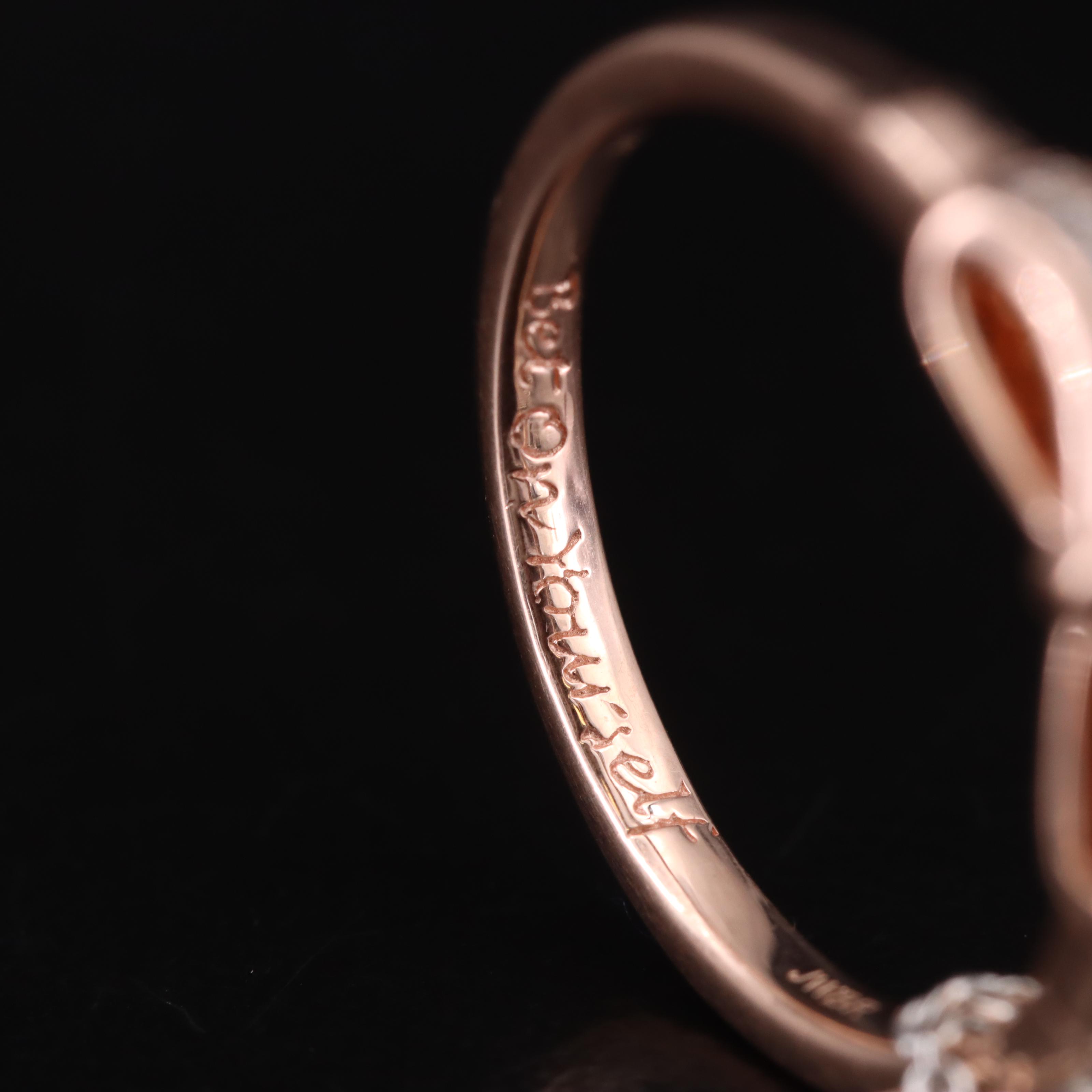 10K Rose Gold 0.03 CTW Diamond Bow Ring on Sterling Chain Necklace