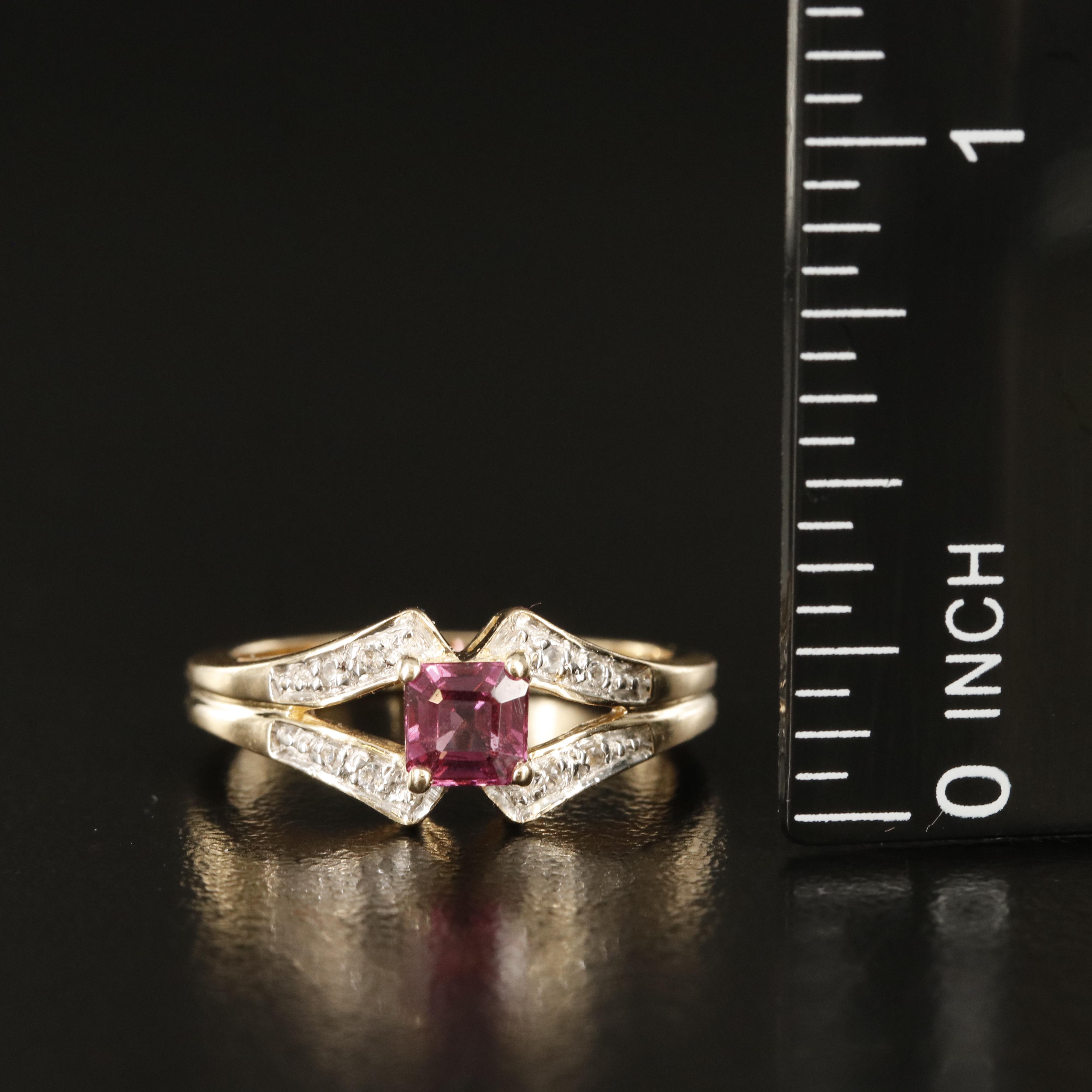 14K Garnet and White Topaz Ring