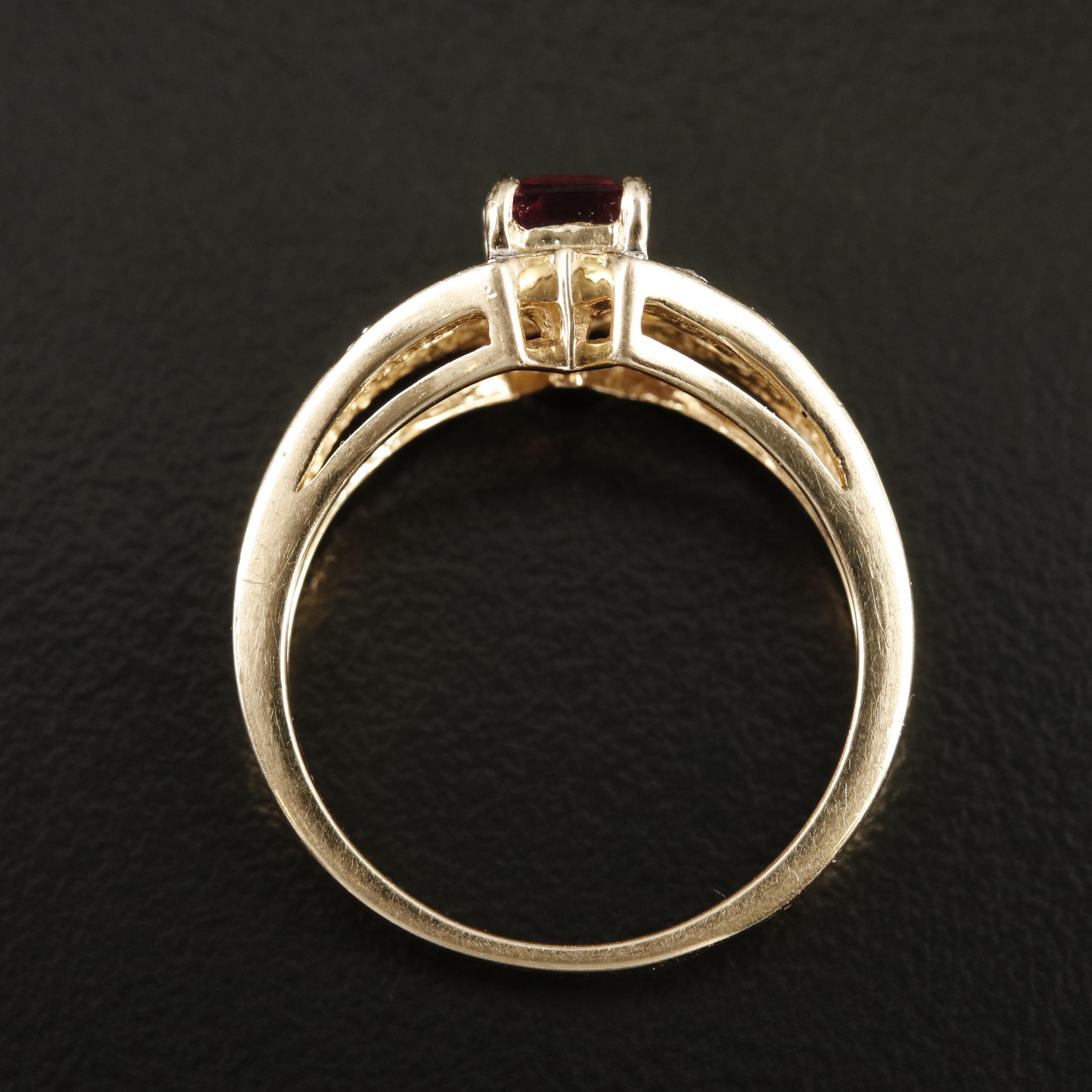 14K Garnet and White Topaz Ring