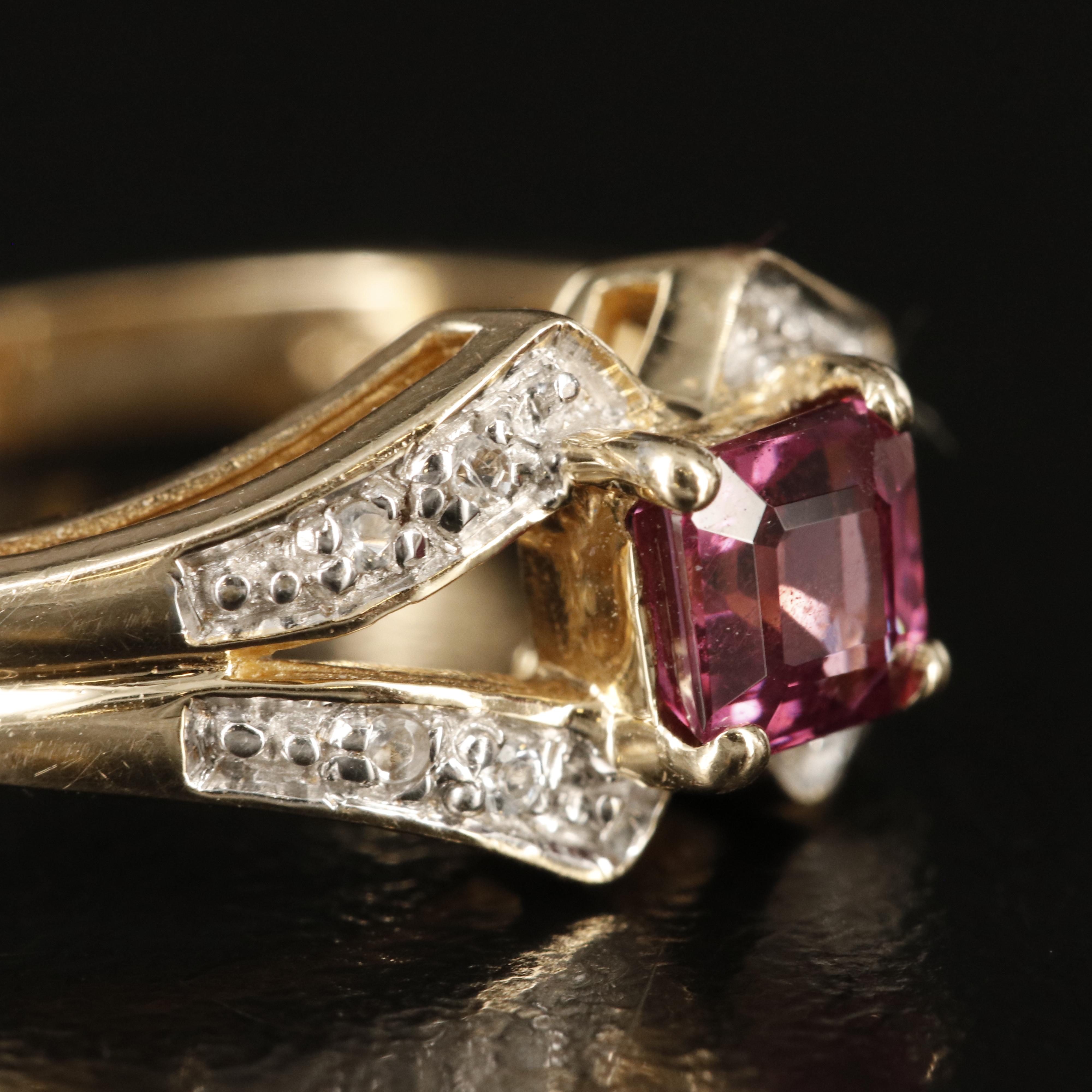 14K Garnet and White Topaz Ring