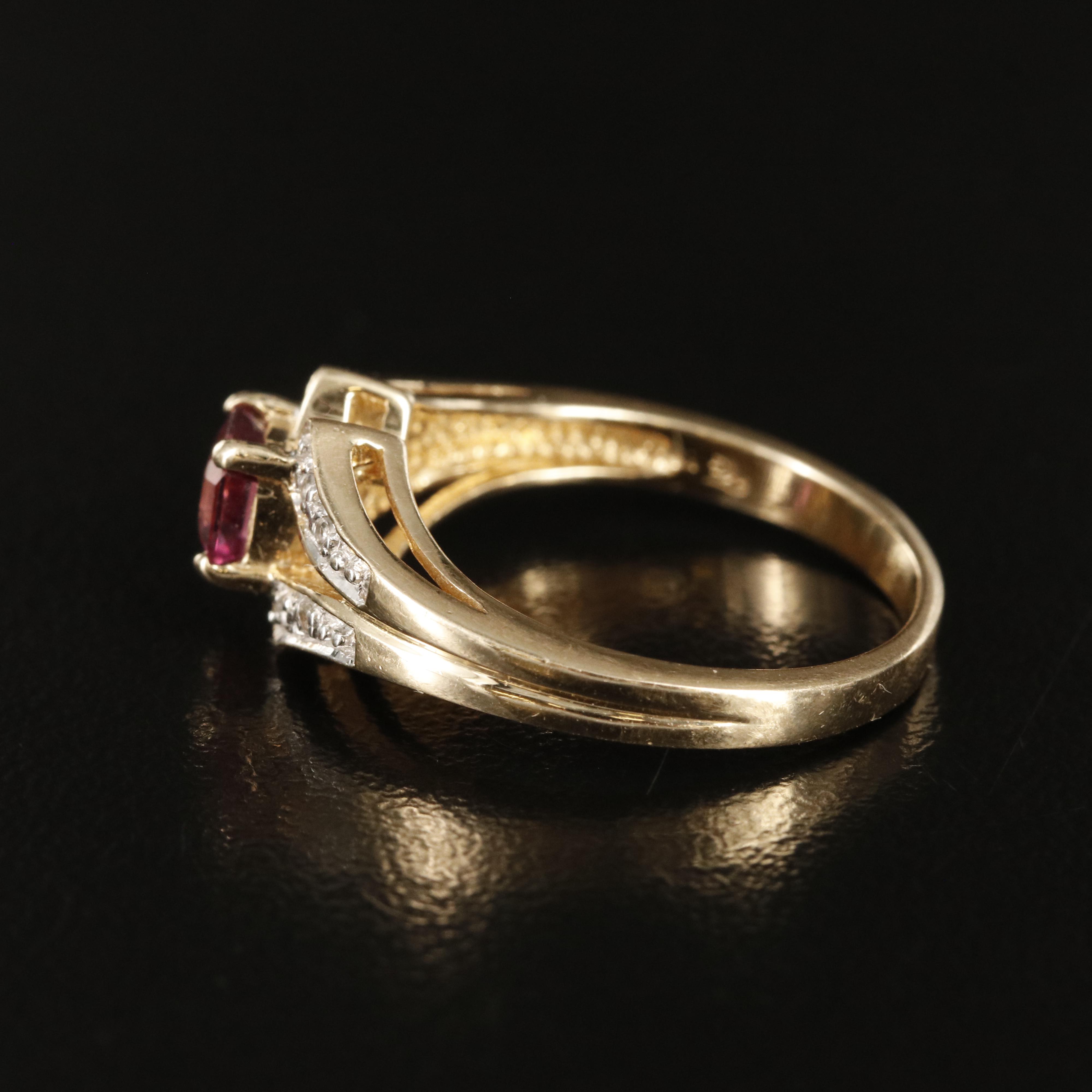 14K Garnet and White Topaz Ring