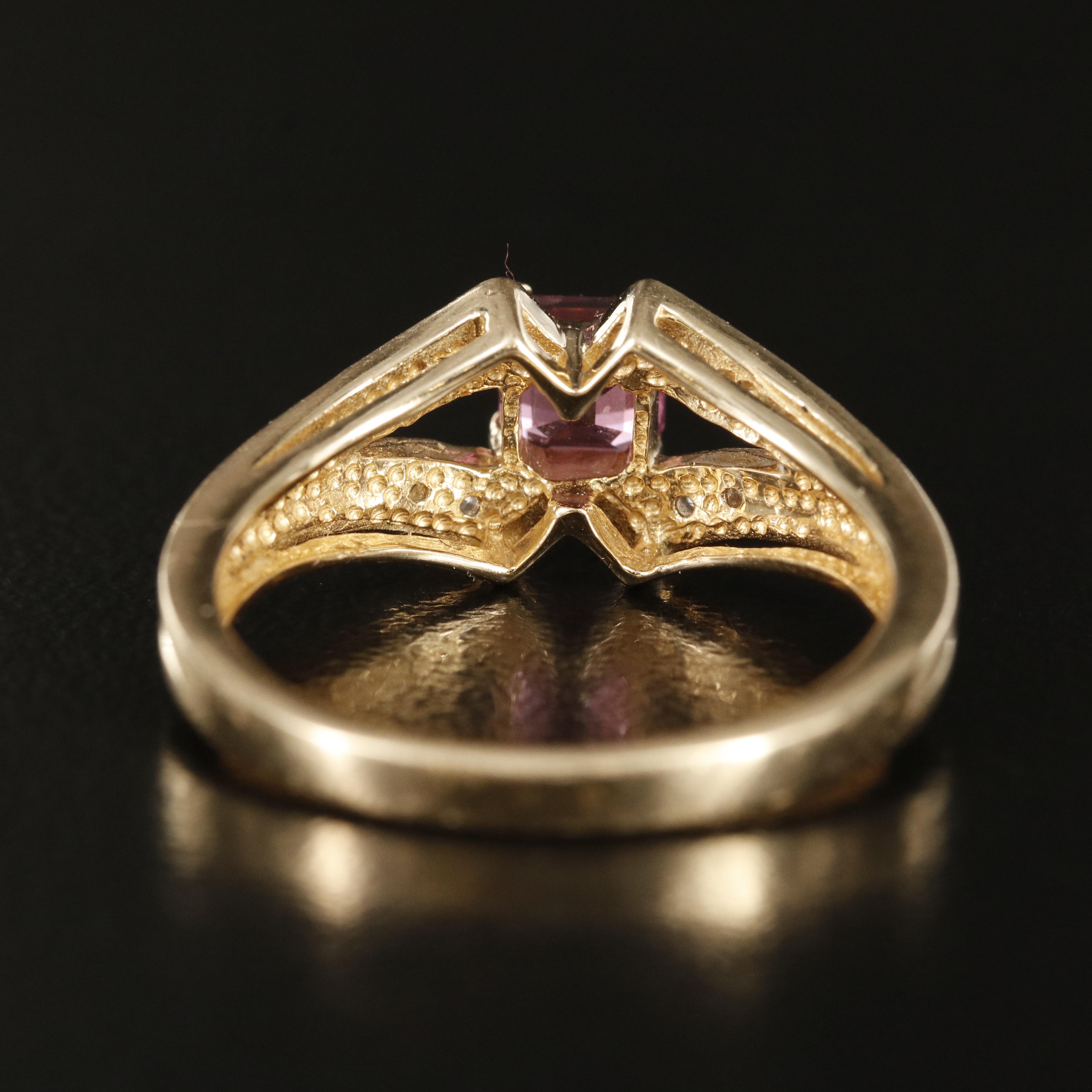 14K Garnet and White Topaz Ring