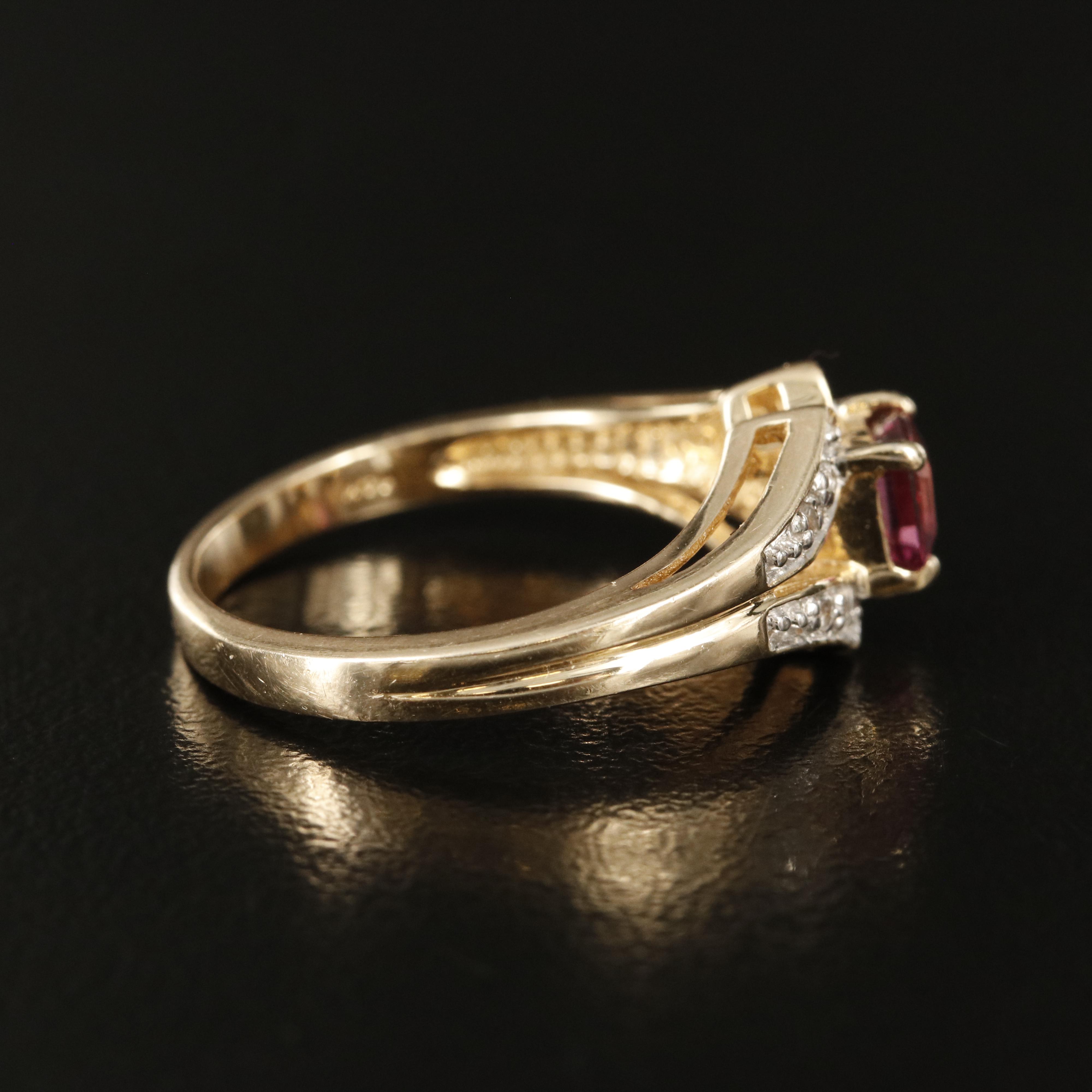 14K Garnet and White Topaz Ring