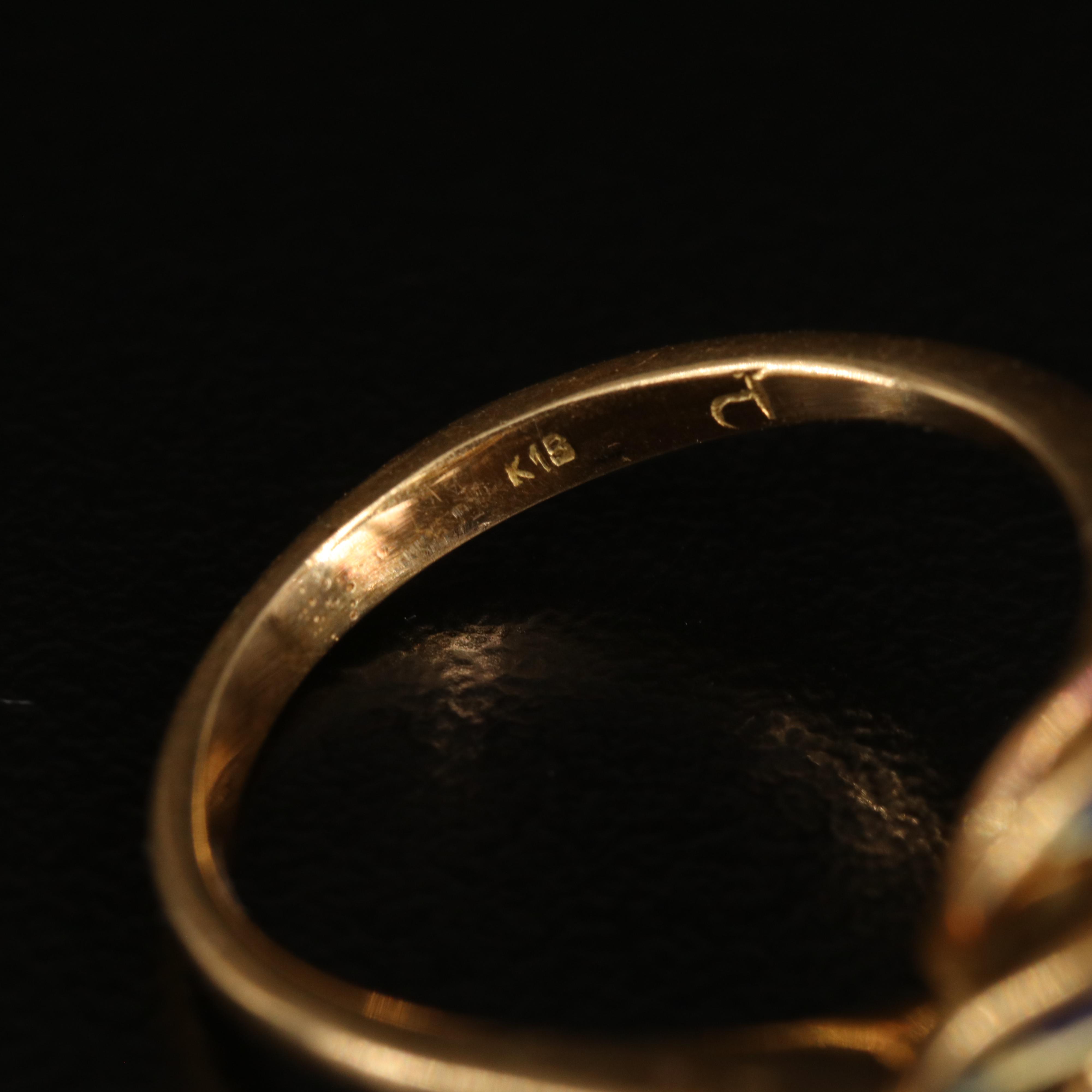 18K Pearl and Enamel Ring