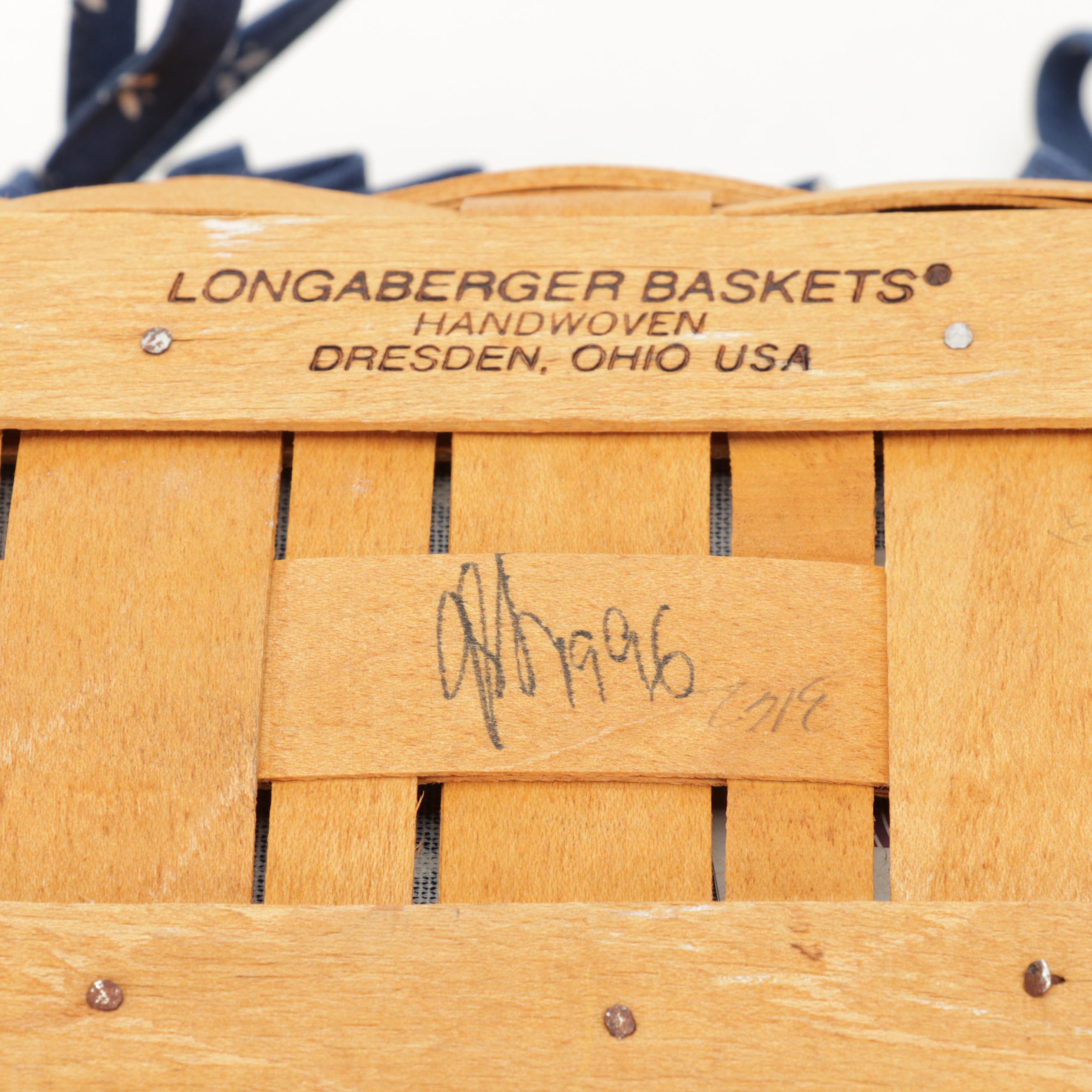 Longaberger Handwoven Wooden Baskets, Late 20th Century