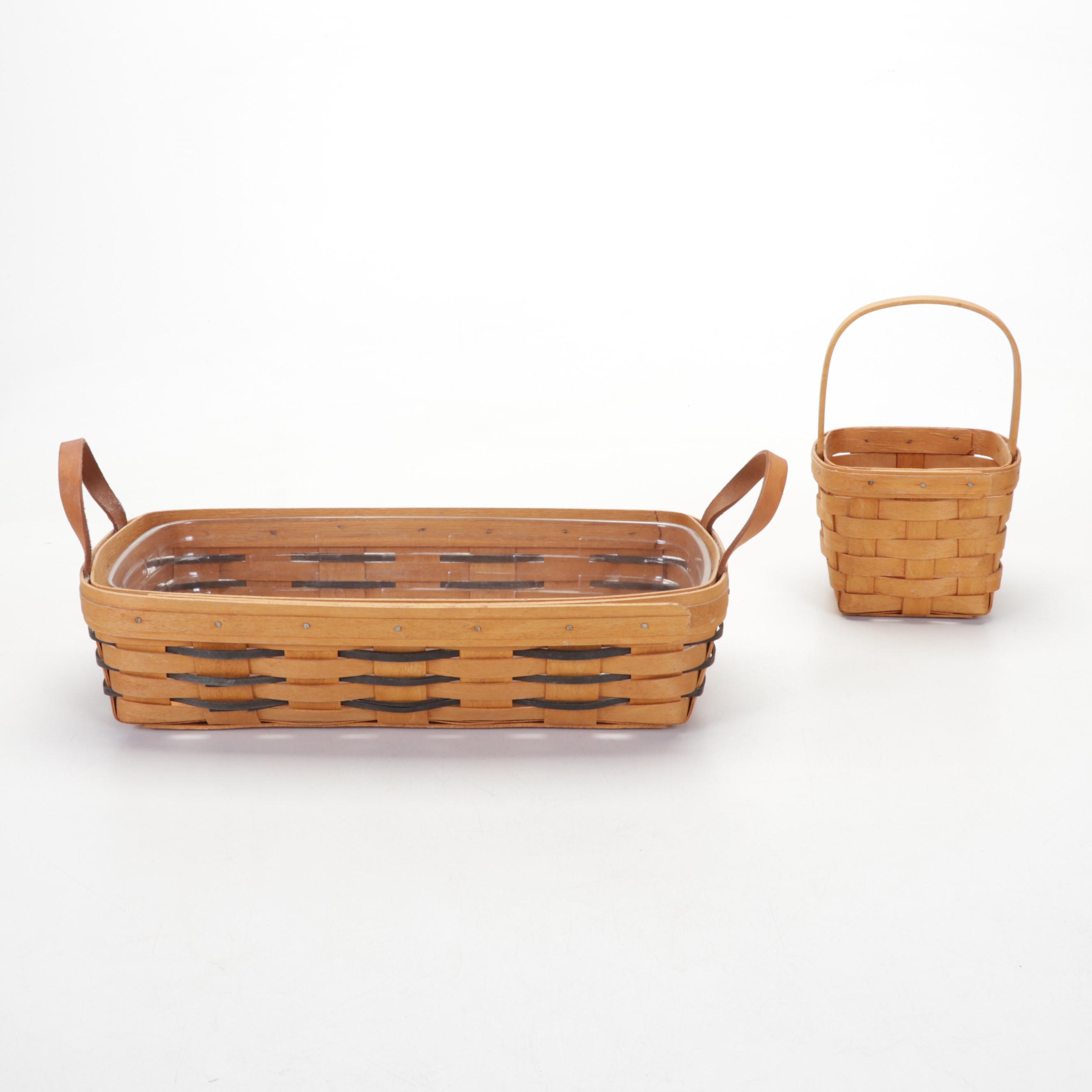Longaberger Handwoven Wooden Baskets, Late 20th Century