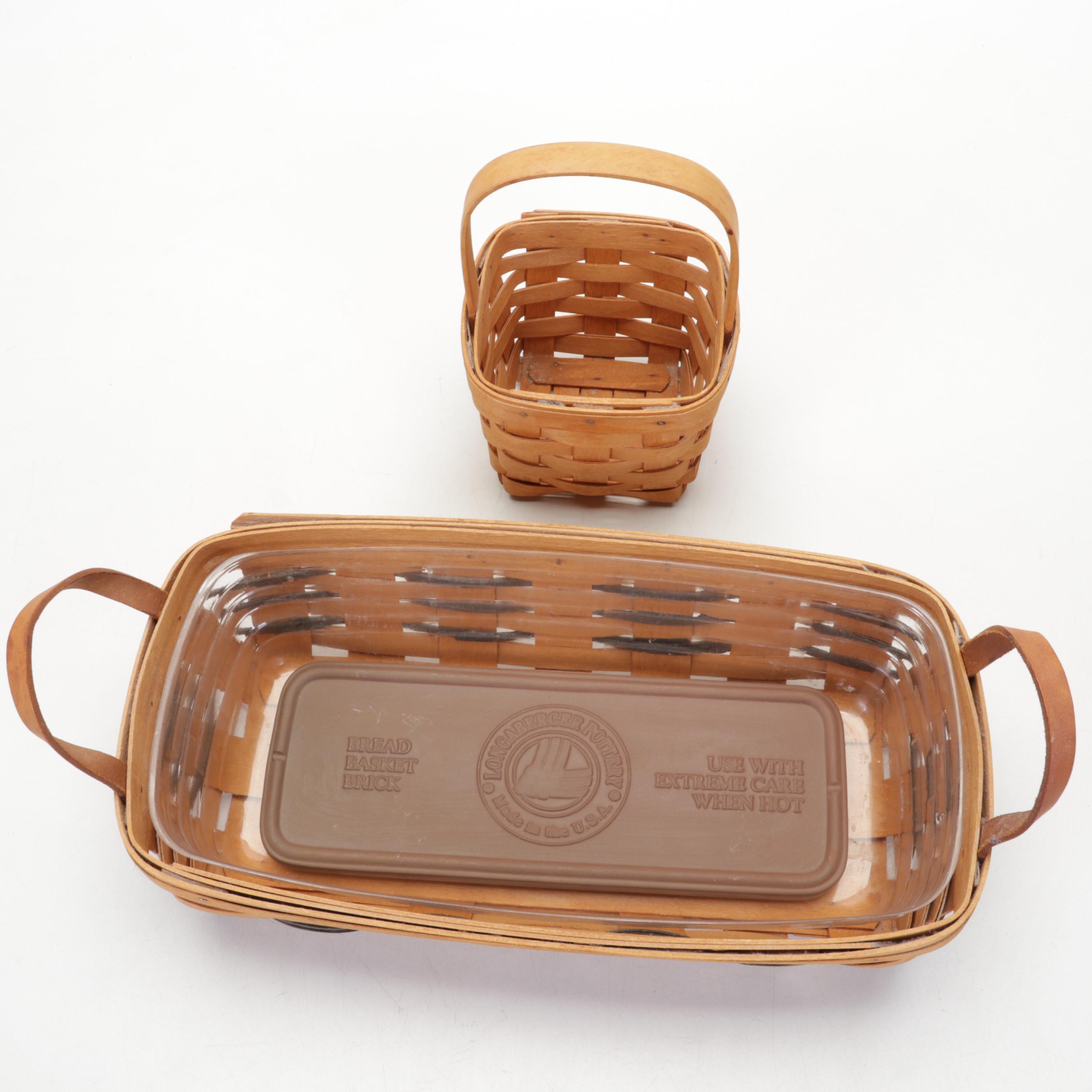 Longaberger Handwoven Wooden Baskets, Late 20th Century