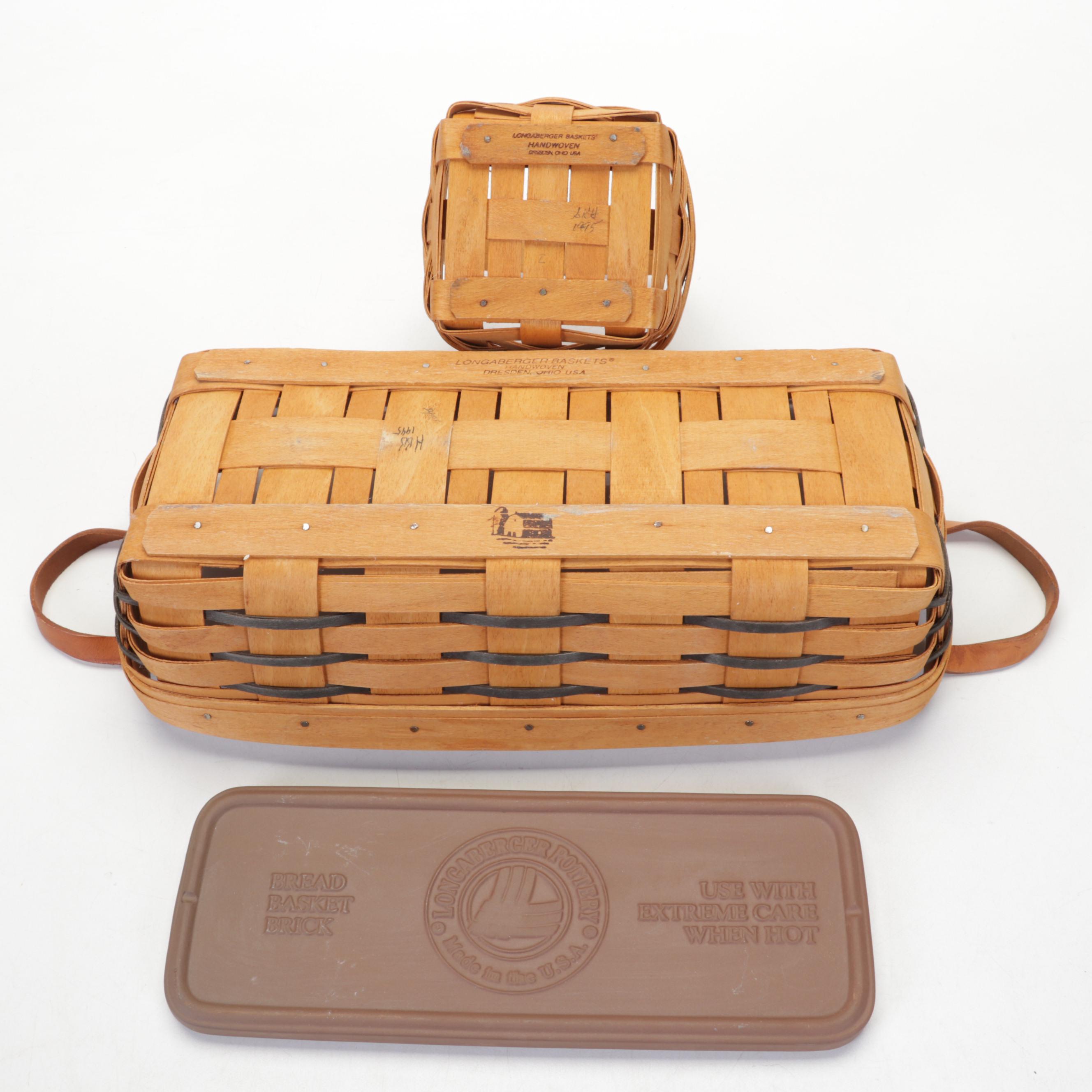 Longaberger Handwoven Wooden Baskets, Late 20th Century