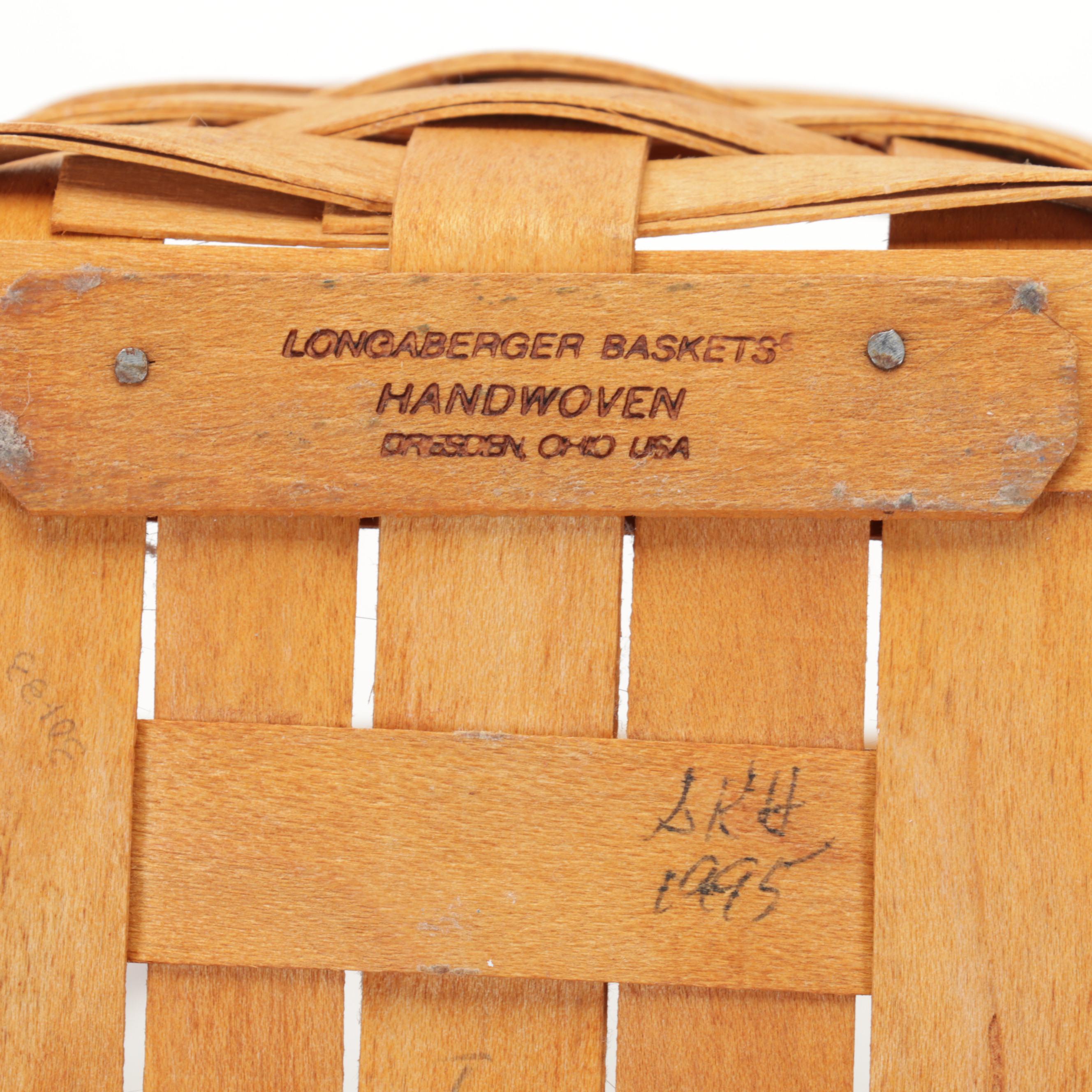 Longaberger Handwoven Wooden Baskets, Late 20th Century