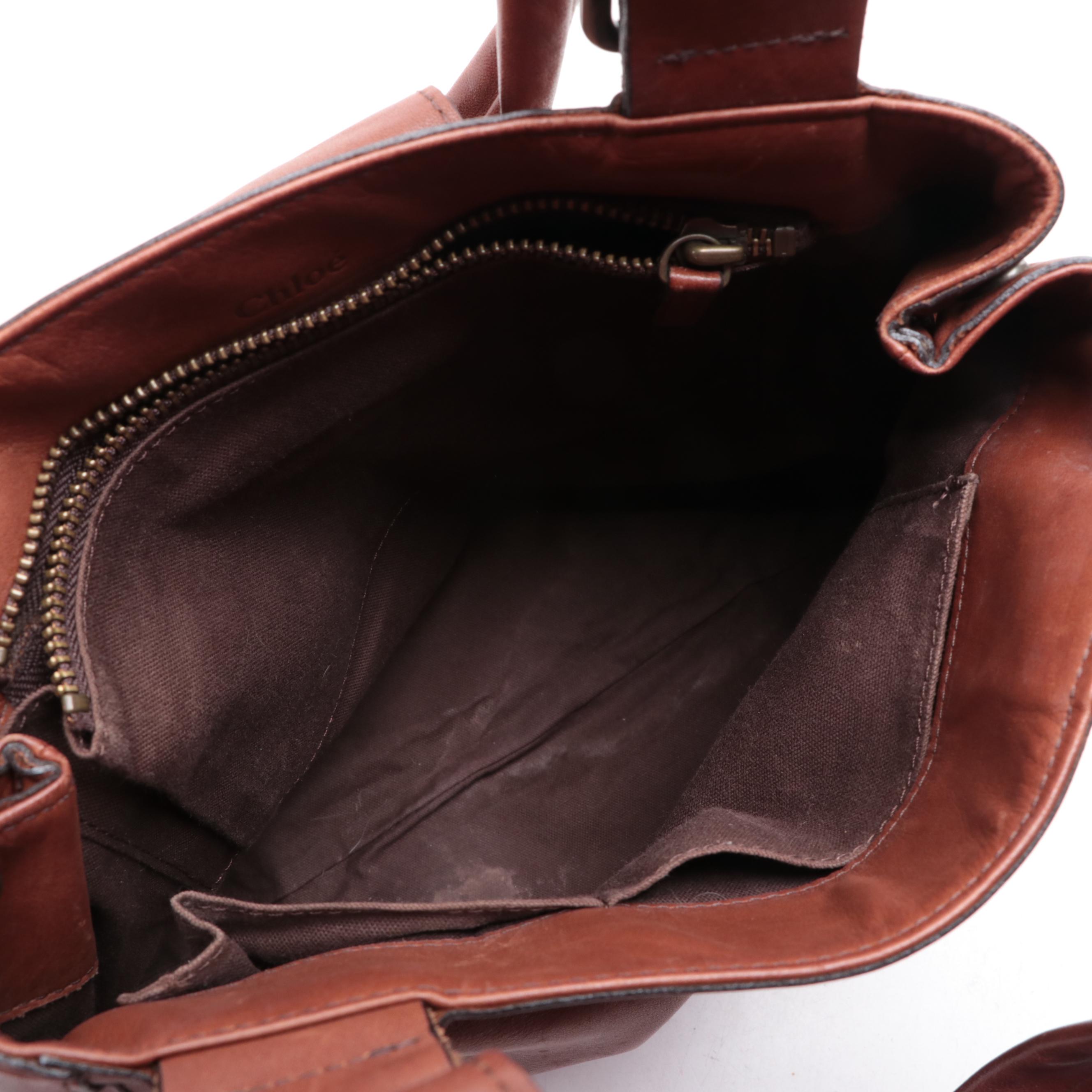 Chloé Tote Bag in Smooth Brown Leather