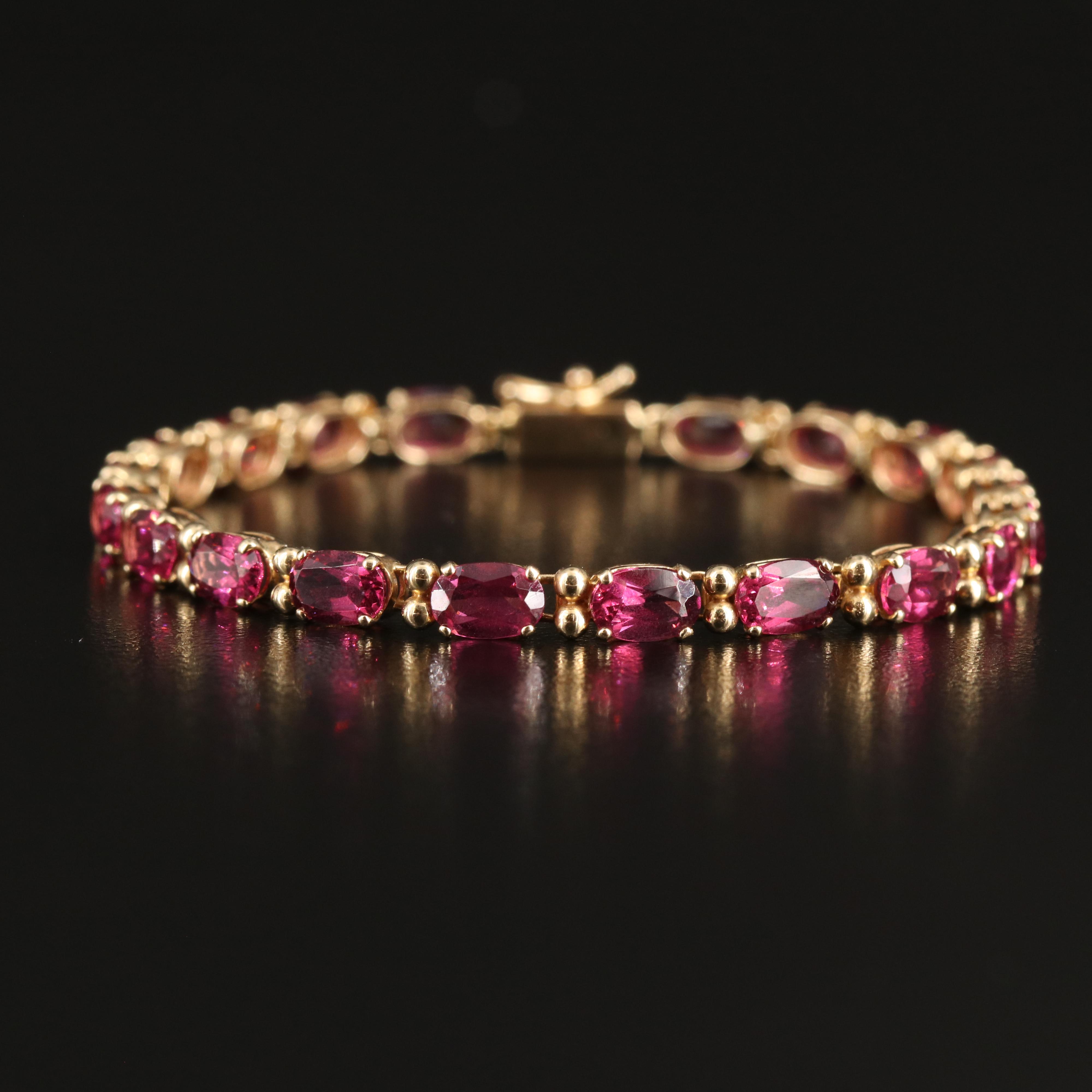 14K Garnet Line Bracelet