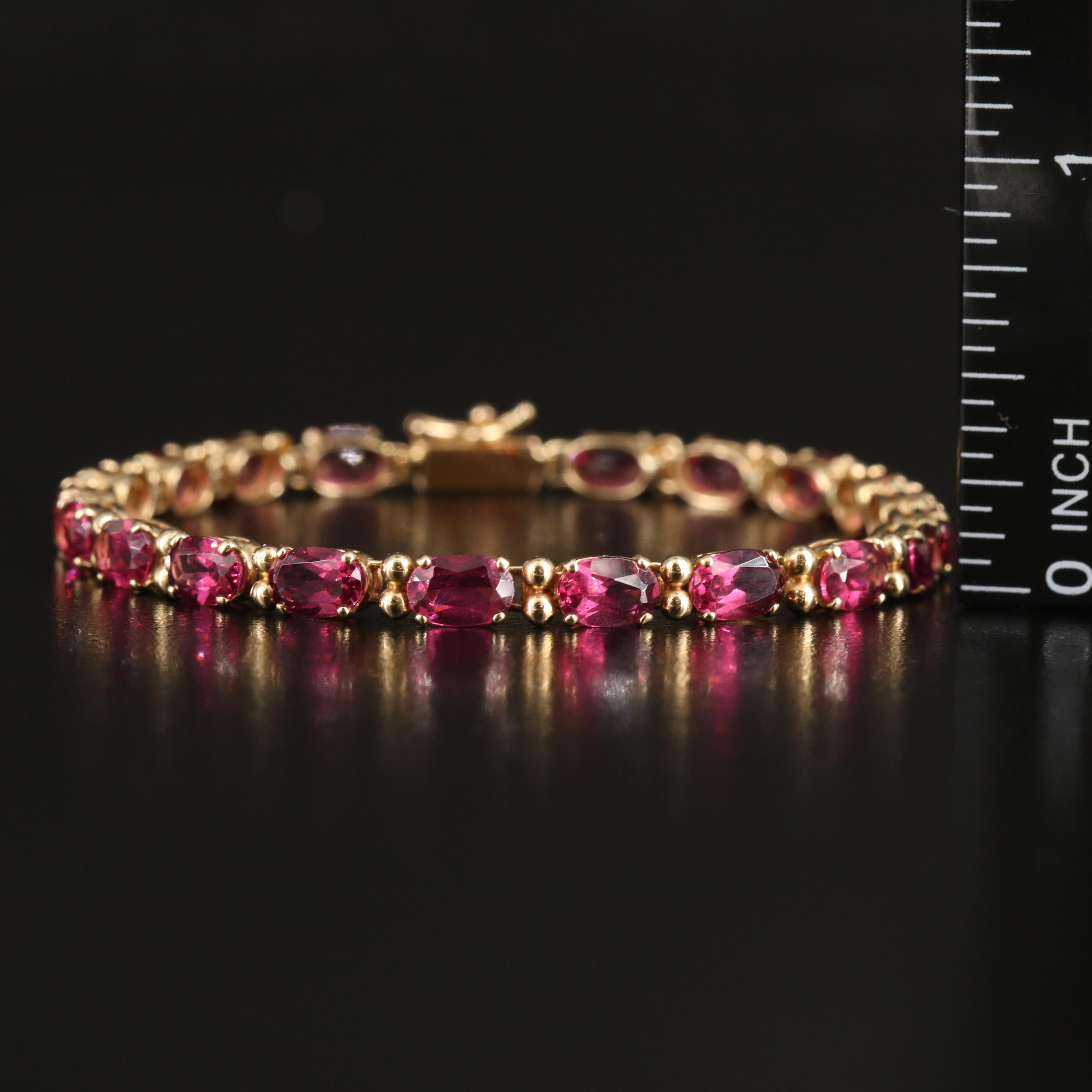 14K Garnet Line Bracelet