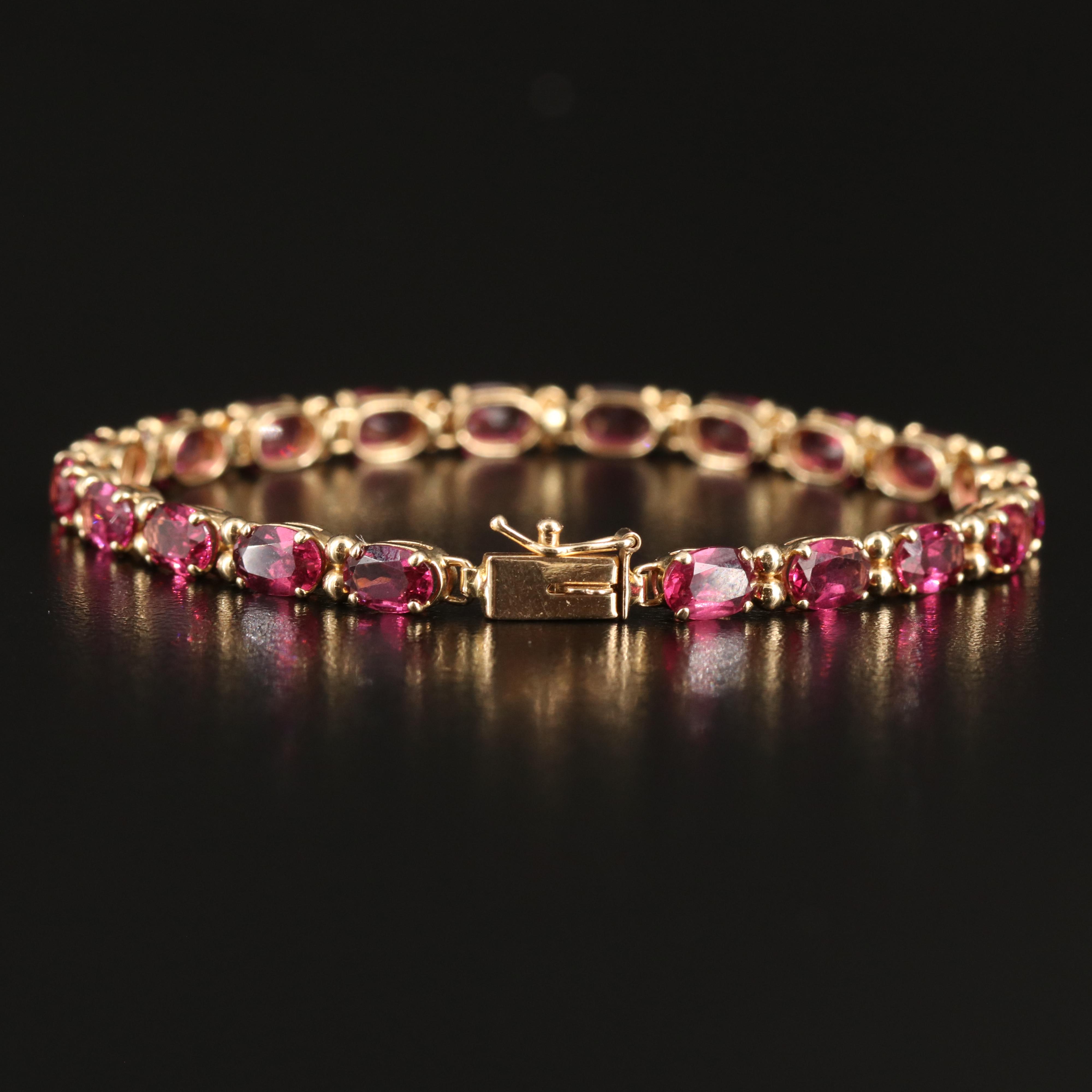 14K Garnet Line Bracelet
