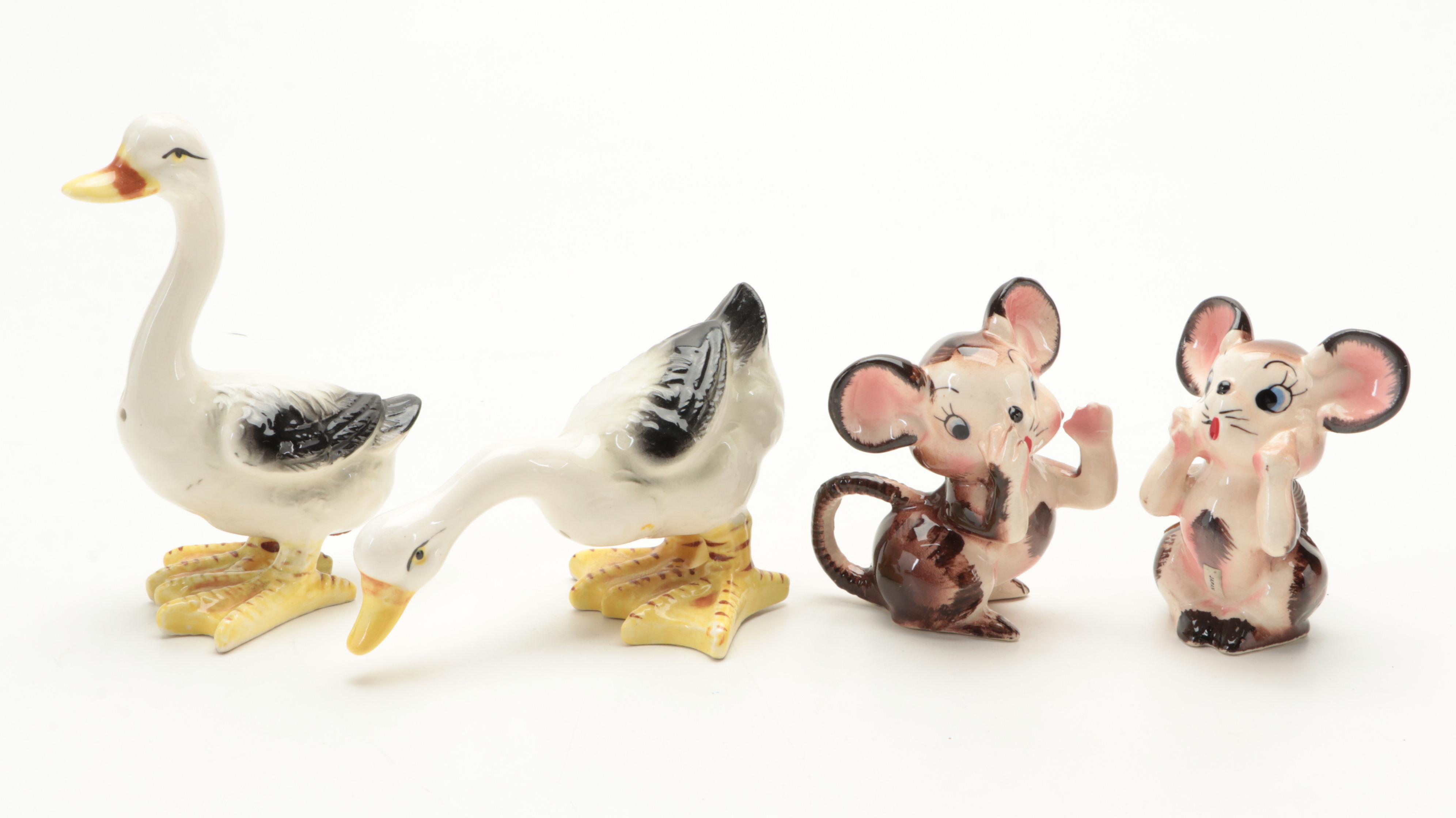 Napco and Other Japanese Ceramic Animal Figural Shakers, Mid-20th Century