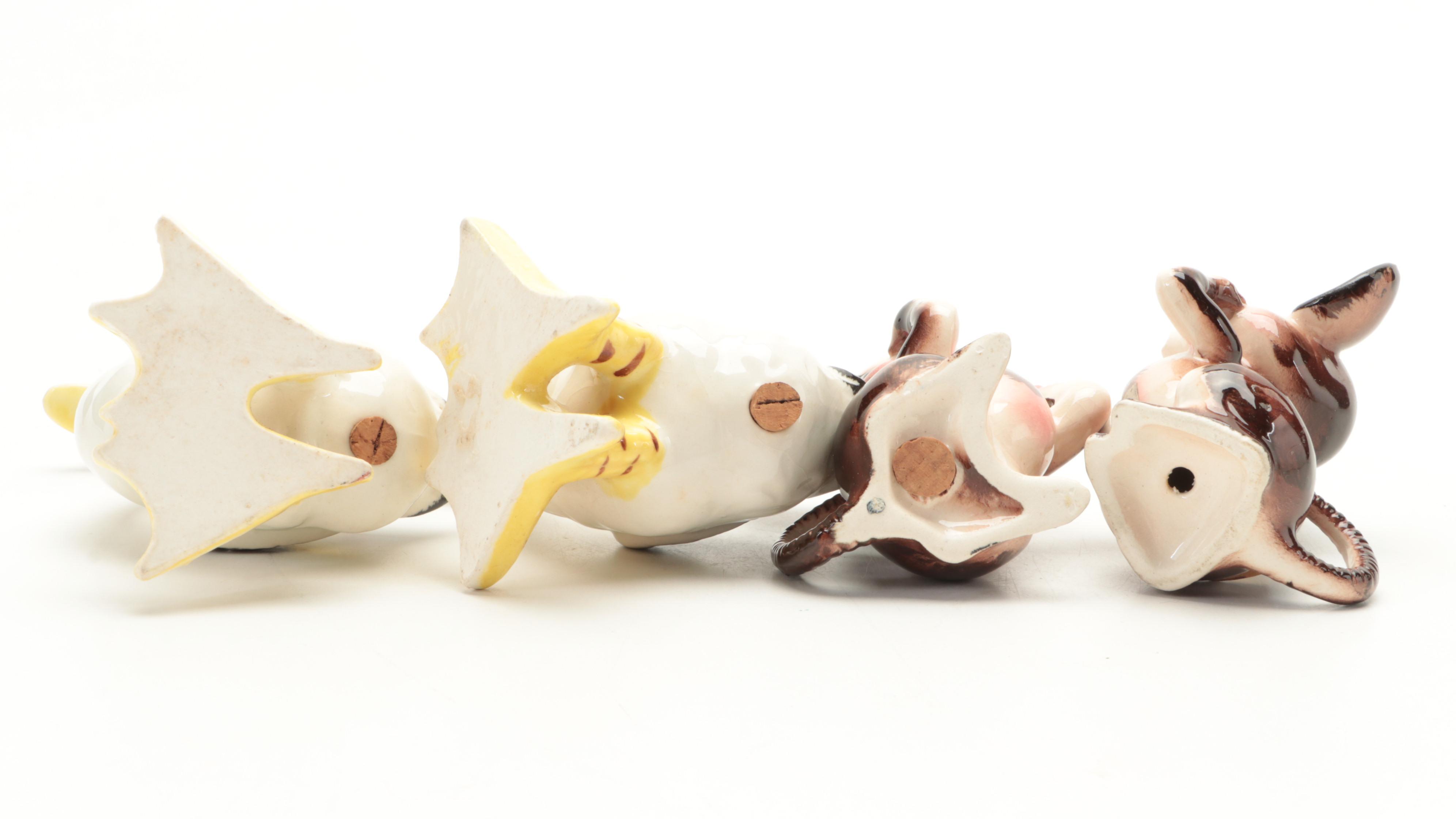Napco and Other Japanese Ceramic Animal Figural Shakers, Mid-20th Century