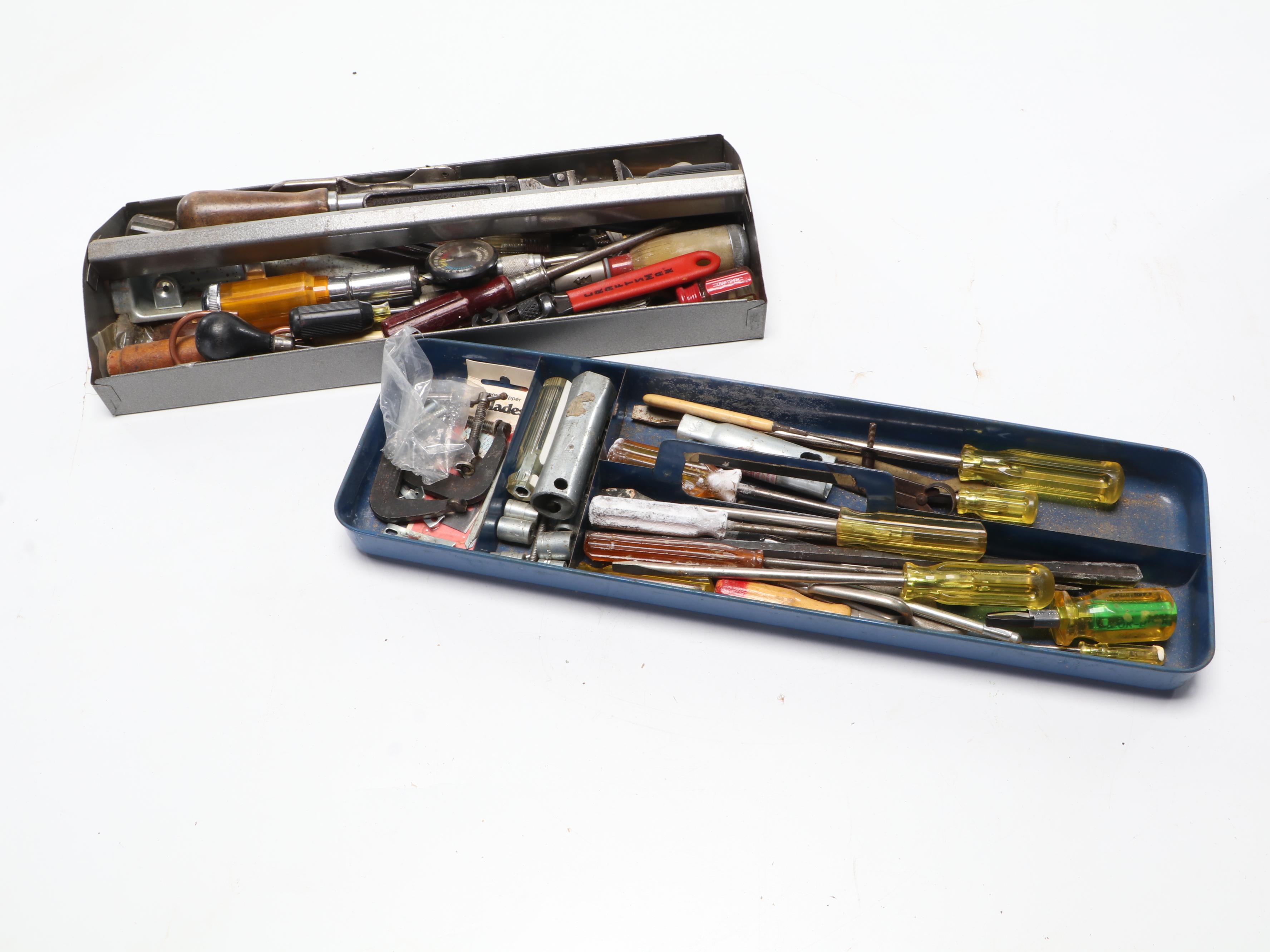 Metal Tool Boxes with Craftsman, Stanley, and Other Assorted Tools