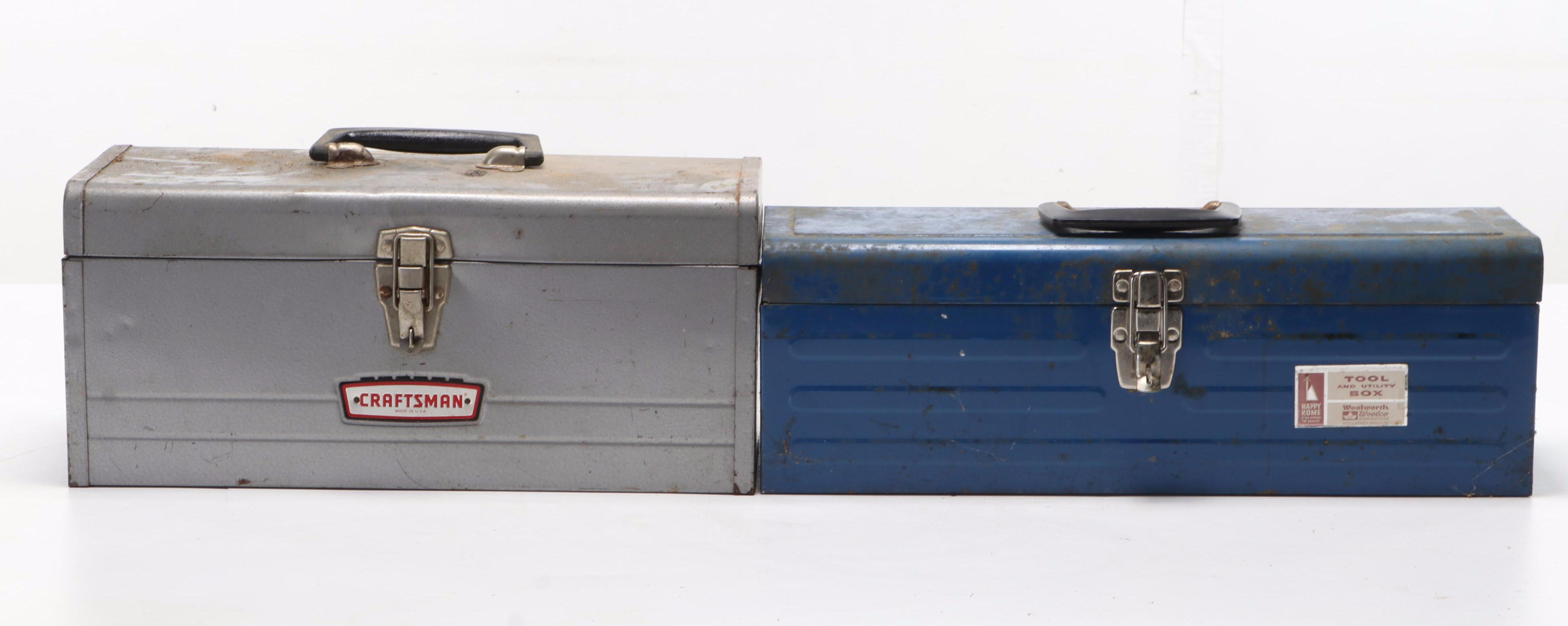 Metal Tool Boxes with Craftsman, Stanley, and Other Assorted Tools
