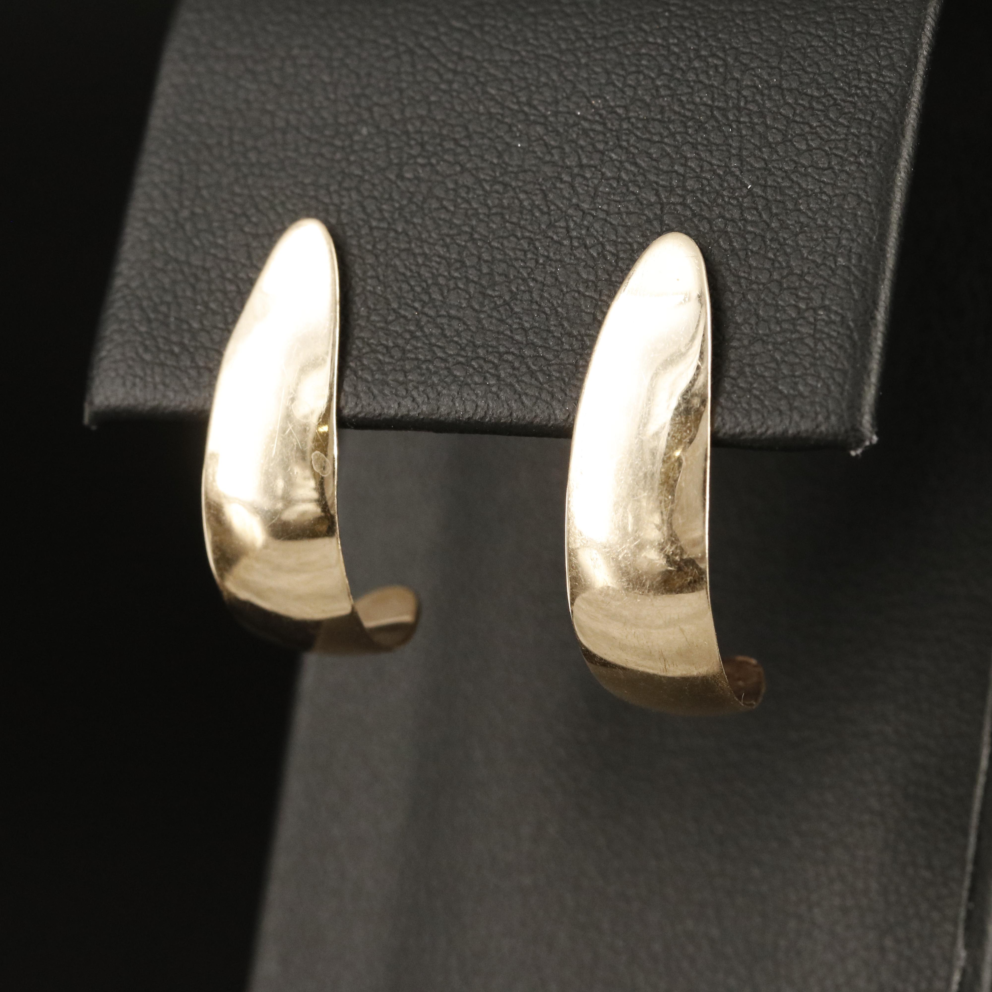 14K Tapered J Hoop Earrings