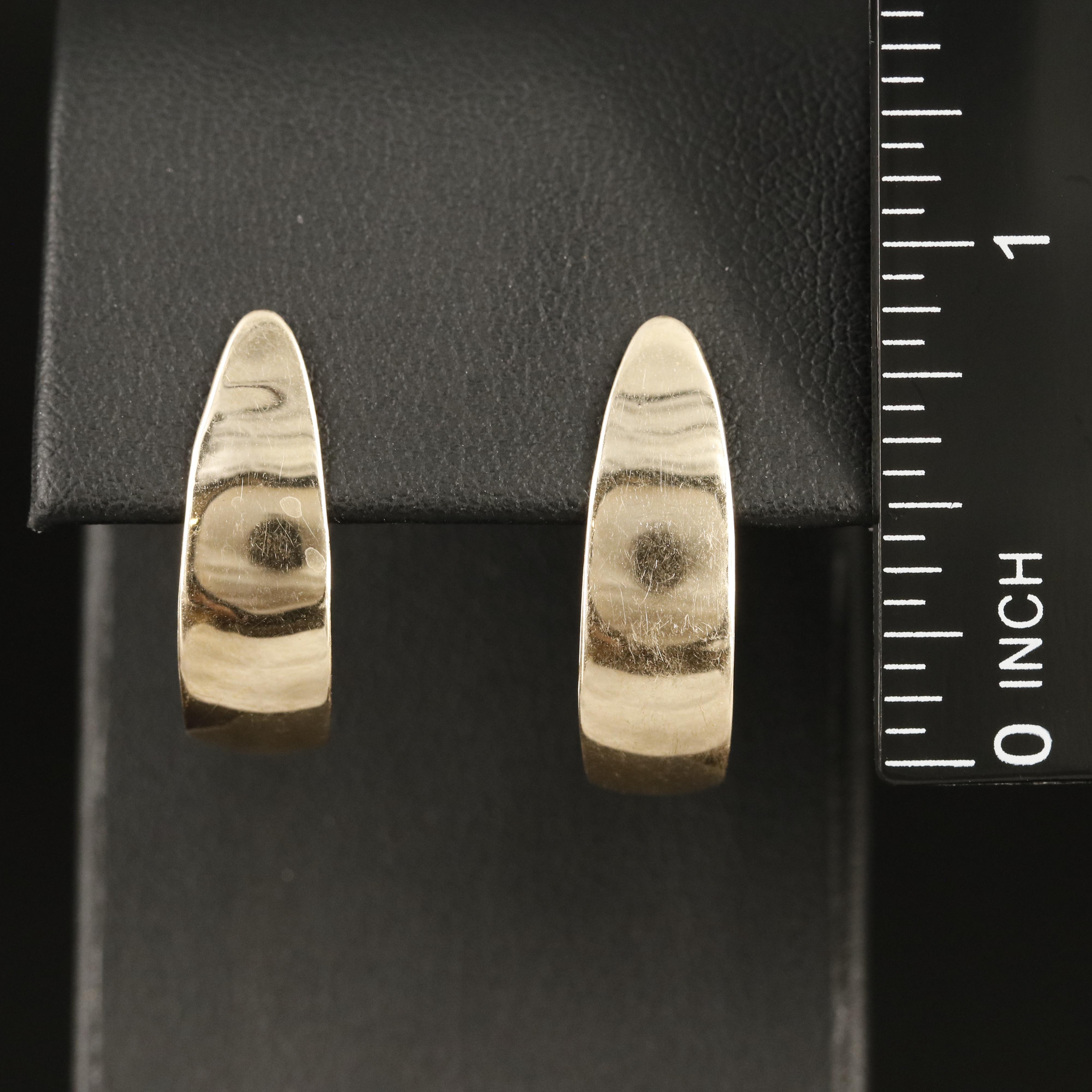 14K Tapered J Hoop Earrings