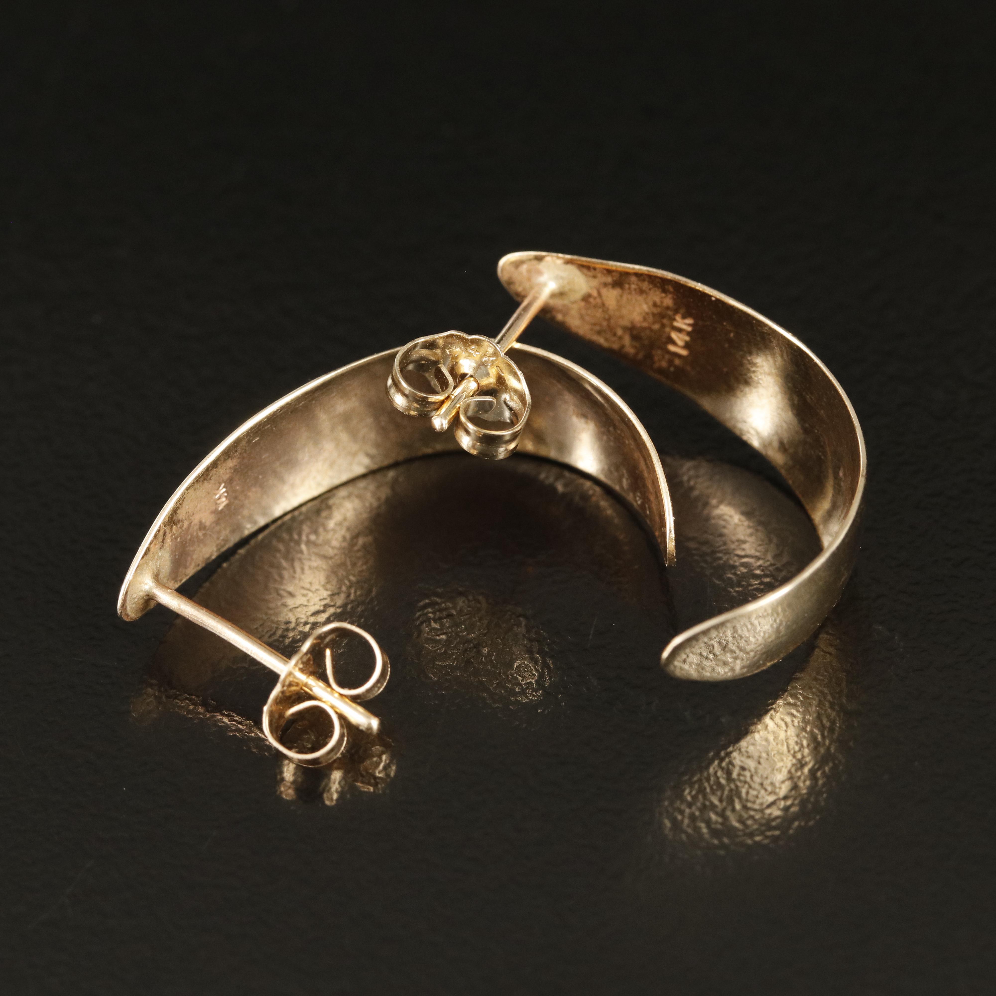 14K Tapered J Hoop Earrings