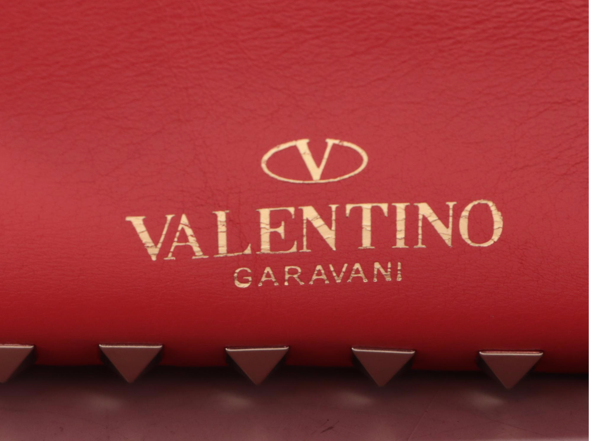 Valentino Rockstud Two-Way Tote in Red Vitello Leather