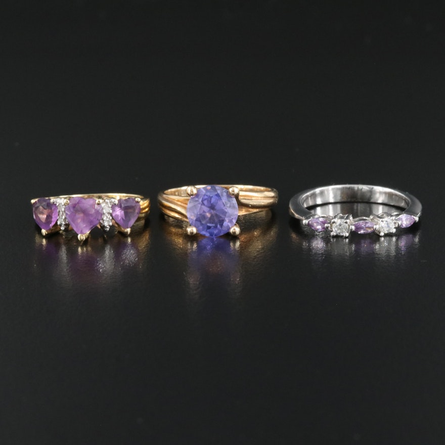 14K and 10K Rings Including Diamond, Color Changing Sapphire and Cubic Zirconia