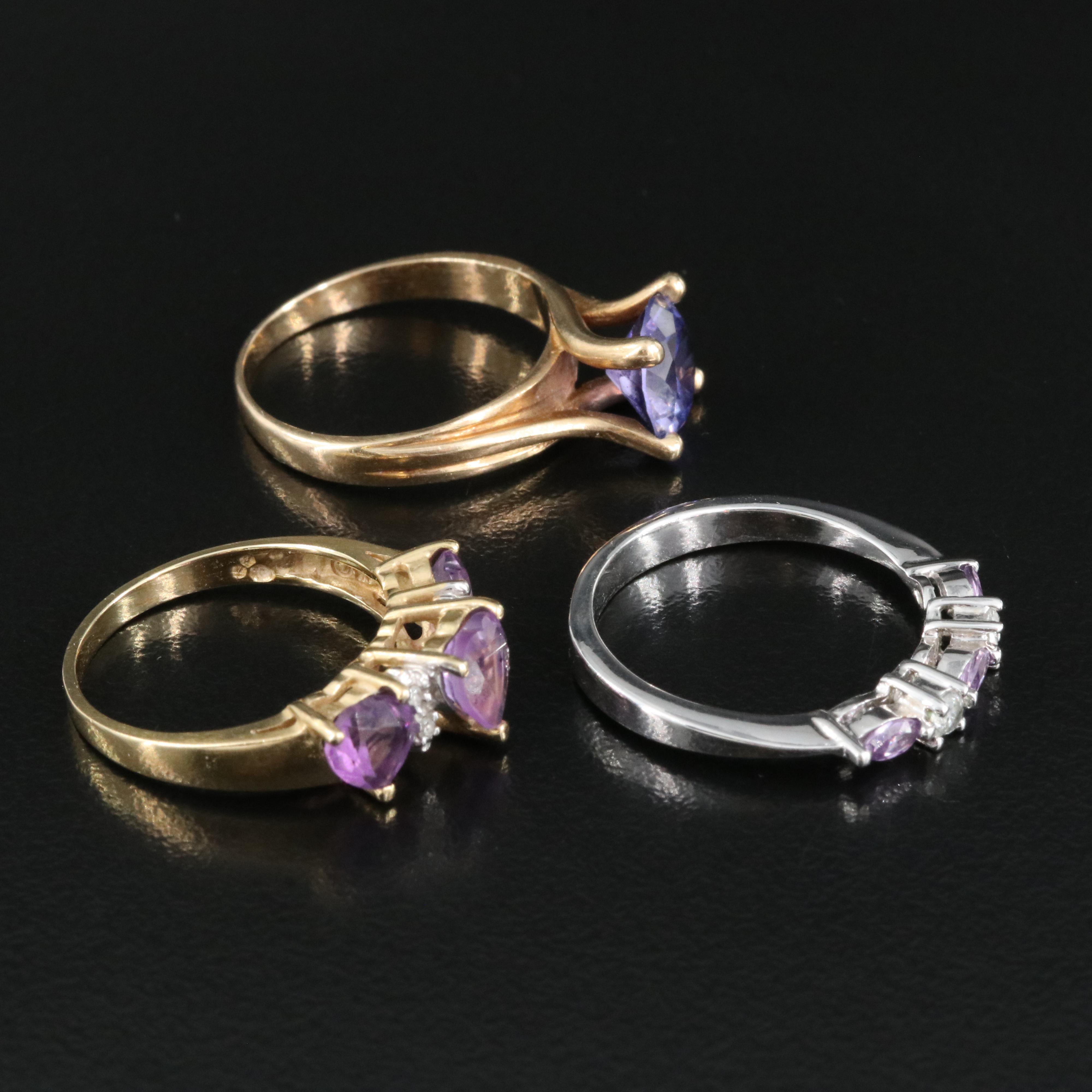 14K and 10K Rings Including Diamond, Color Changing Sapphire and Cubic Zirconia