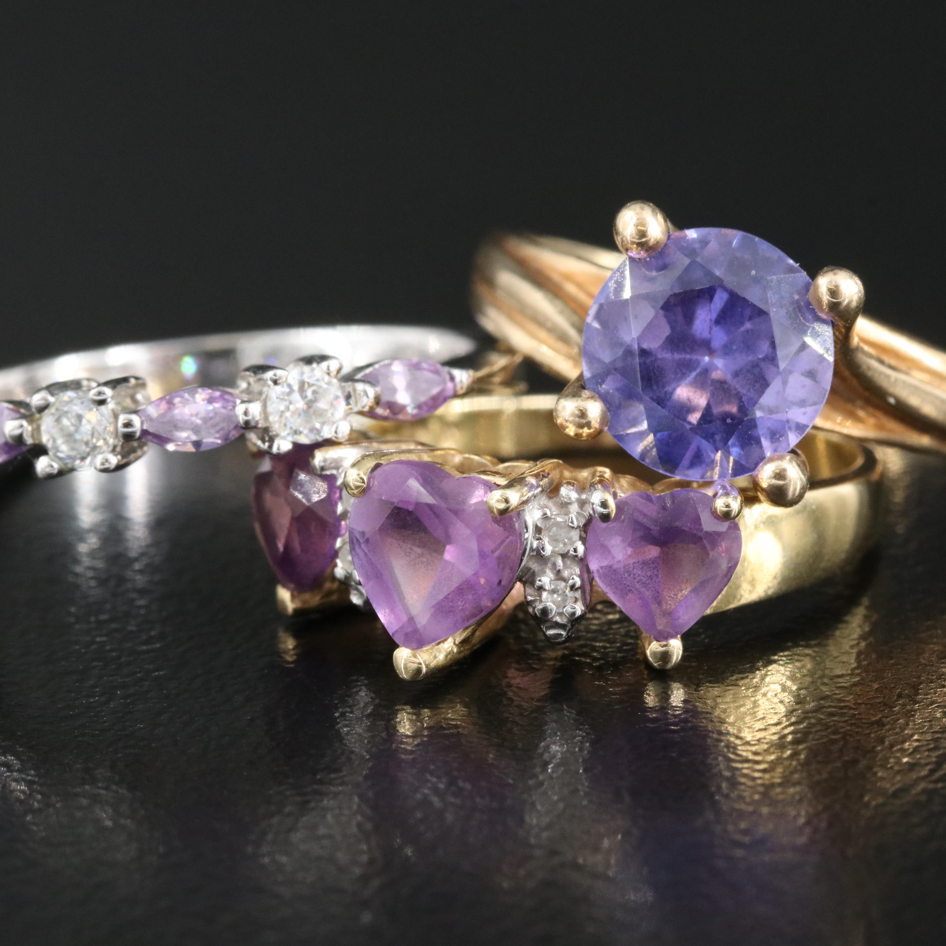 14K and 10K Rings Including Diamond, Color Changing Sapphire and Cubic Zirconia