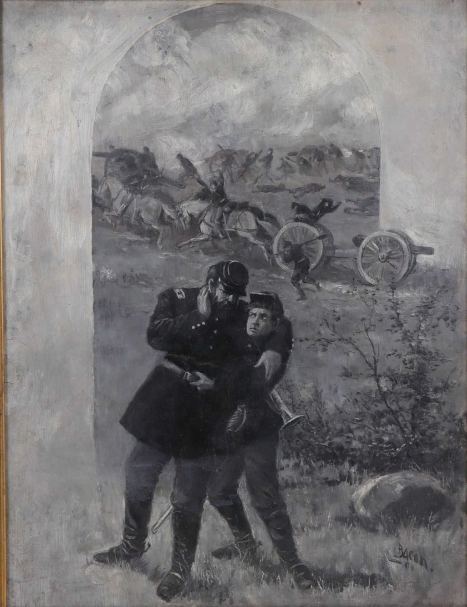 Portrait Oil Painting of Union Army Officer and Bugler, Circa 1909