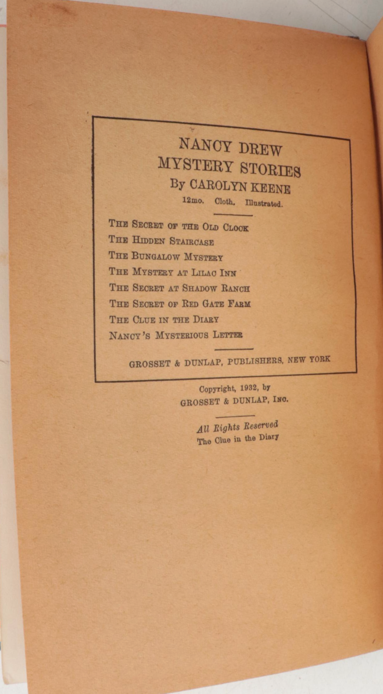 "Nancy Drew" Mystery Series by Carolyn Keene, 1932–1946