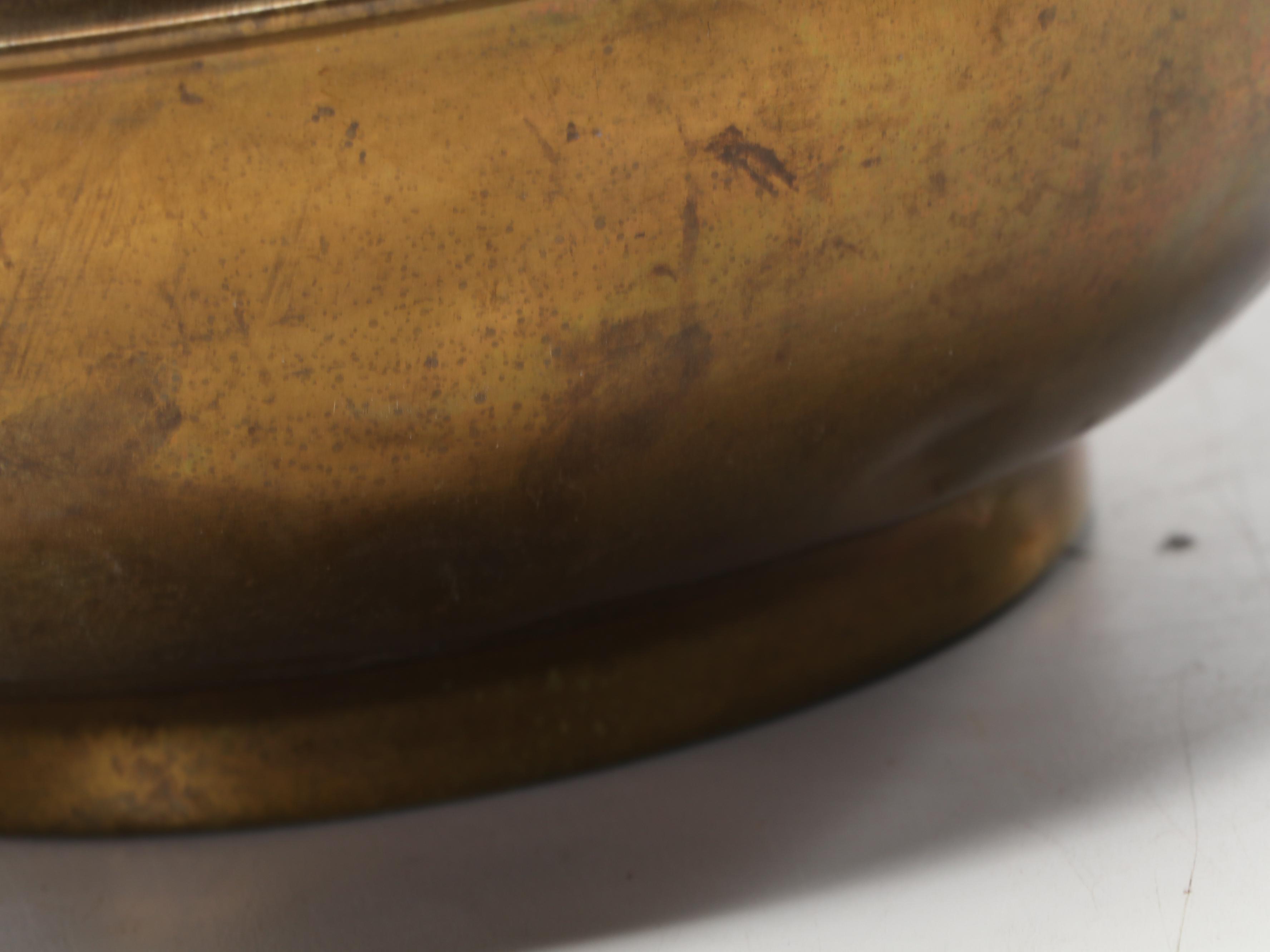 Hammered Brass Fireplace Tool Set with Union Pacific Railroad Spittoon