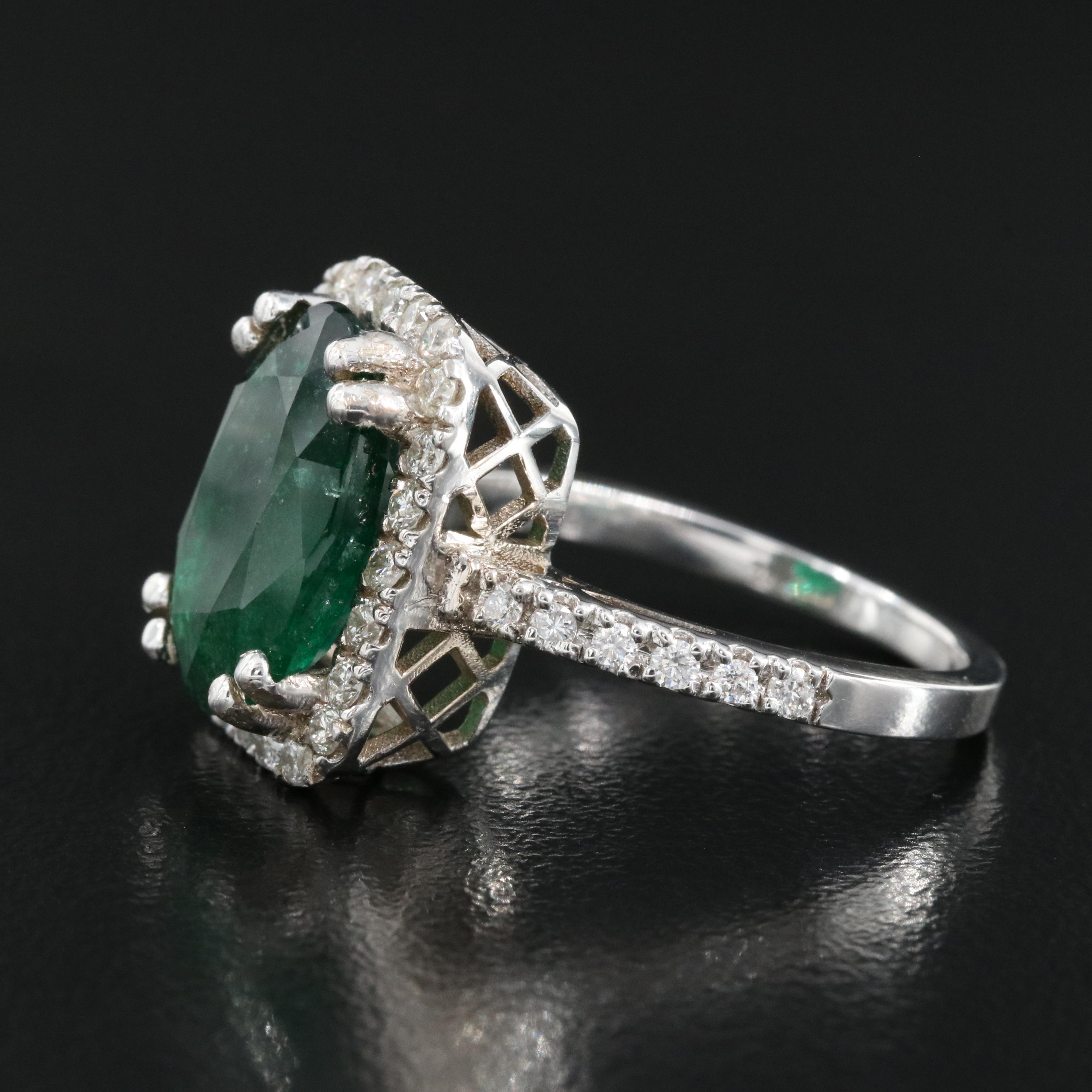 18K 4.50 CT Emerald and Diamond Ring