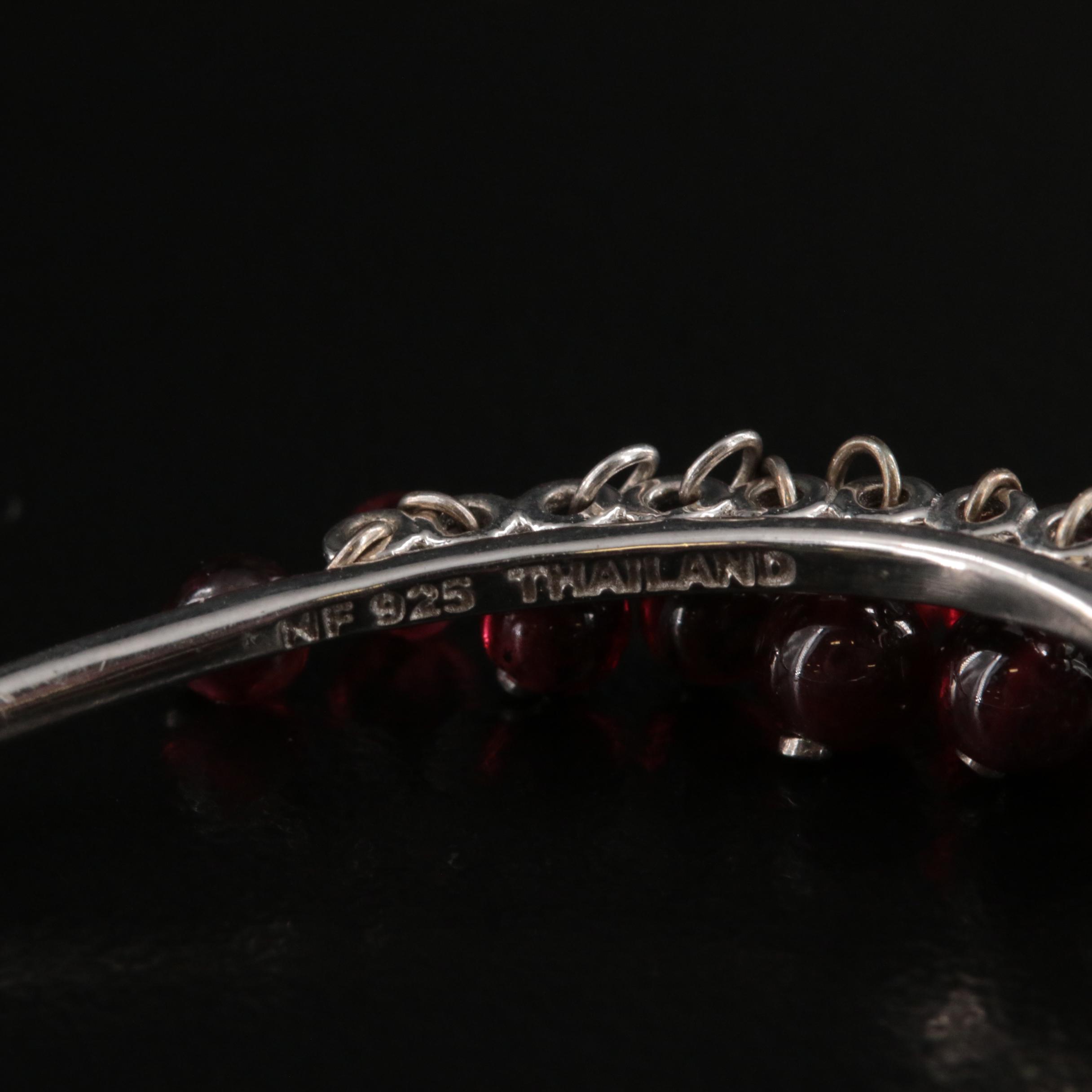 Sterling Garnet Six Strand Necklace and Fringe Hoop Earrings