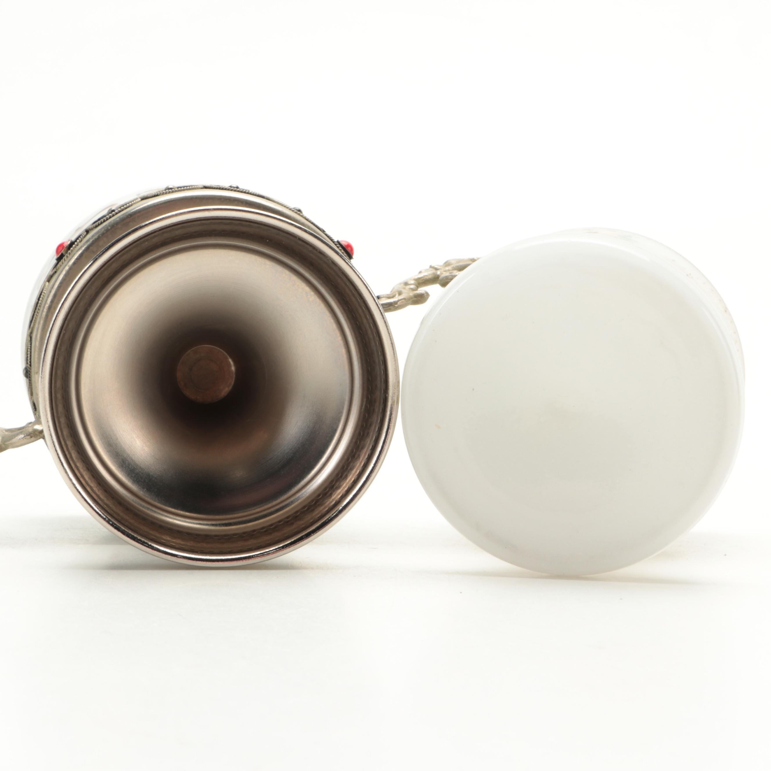 European White Stain Glass Hand-Painted Bottle Vase with Other Décor