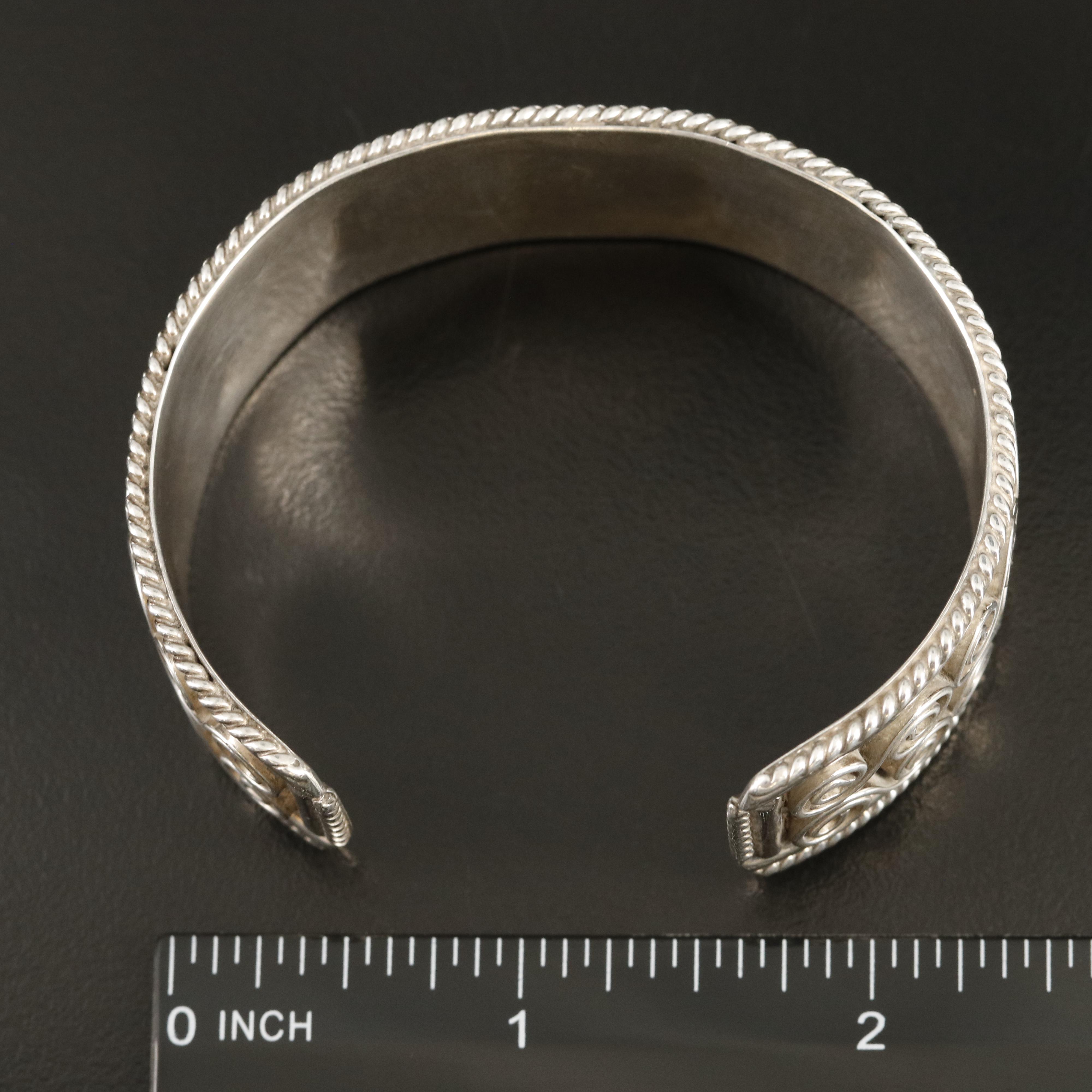 Mexican Sterling Spiral Pattern Cuff