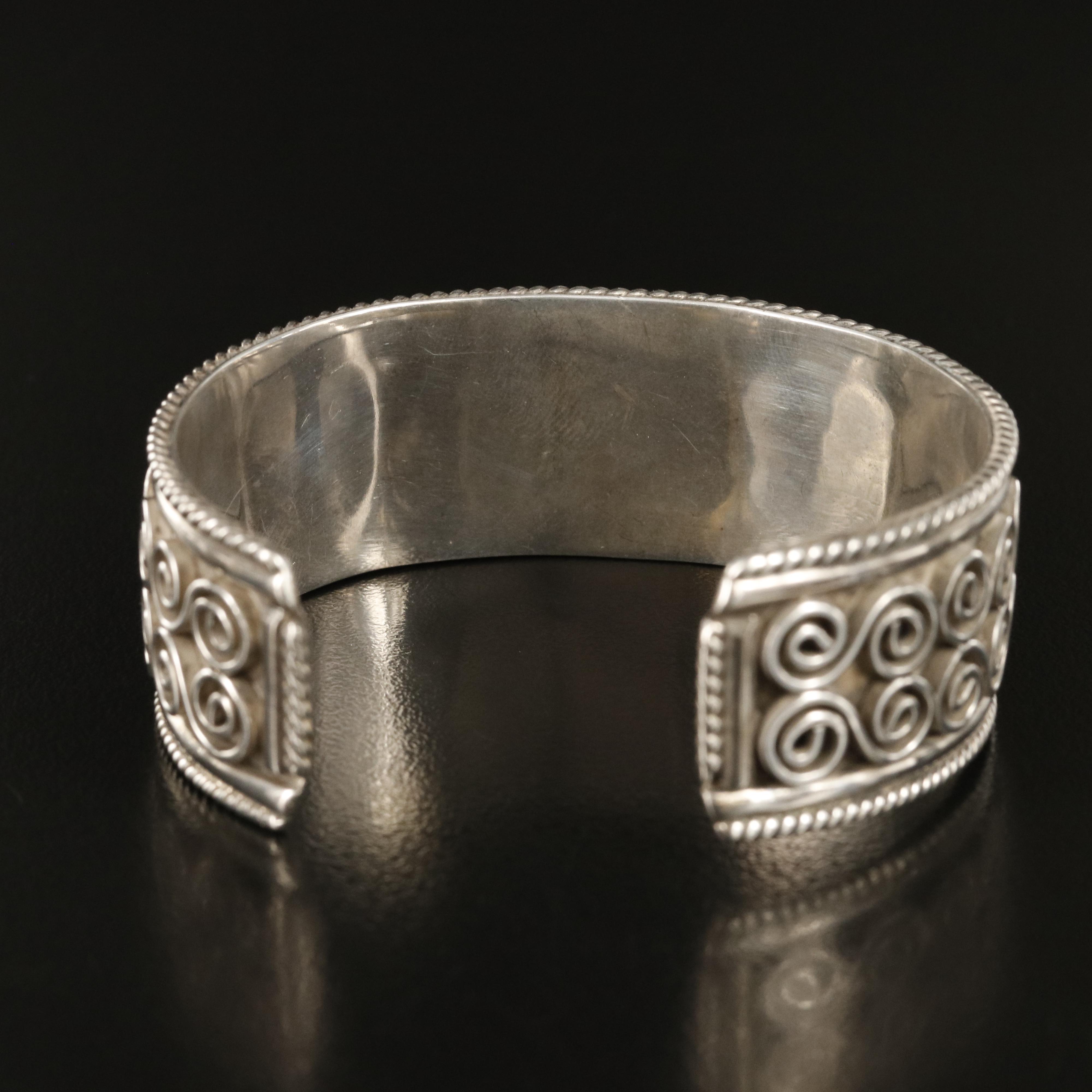 Mexican Sterling Spiral Pattern Cuff