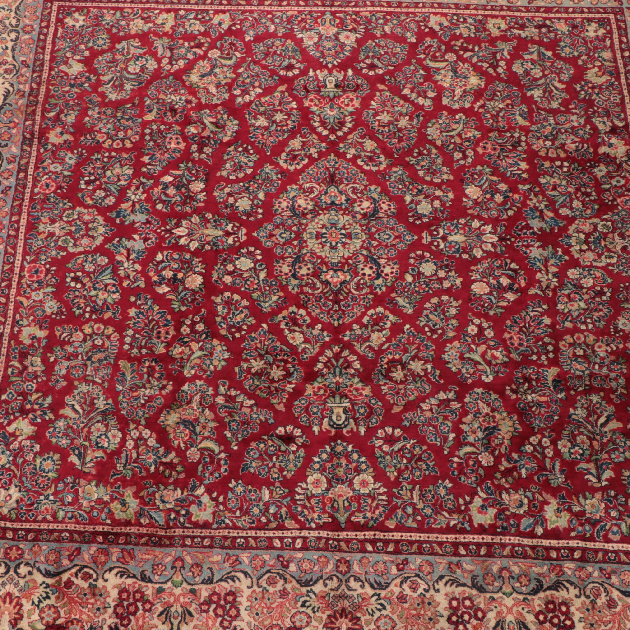 10'10 x 11'7 Hand-Knotted Persian Sarouk Area Rug