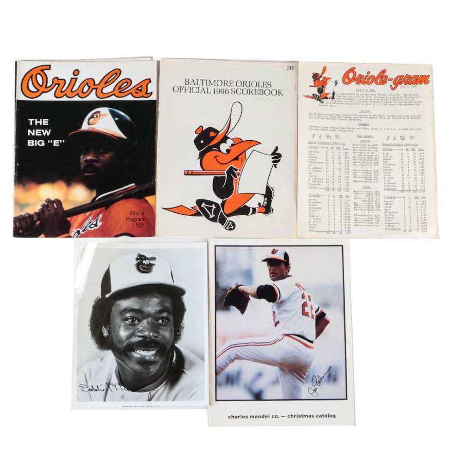 Eddie Murray Signed Giclée with Orioles Scorebooks and More, Mid-Late 20th C.